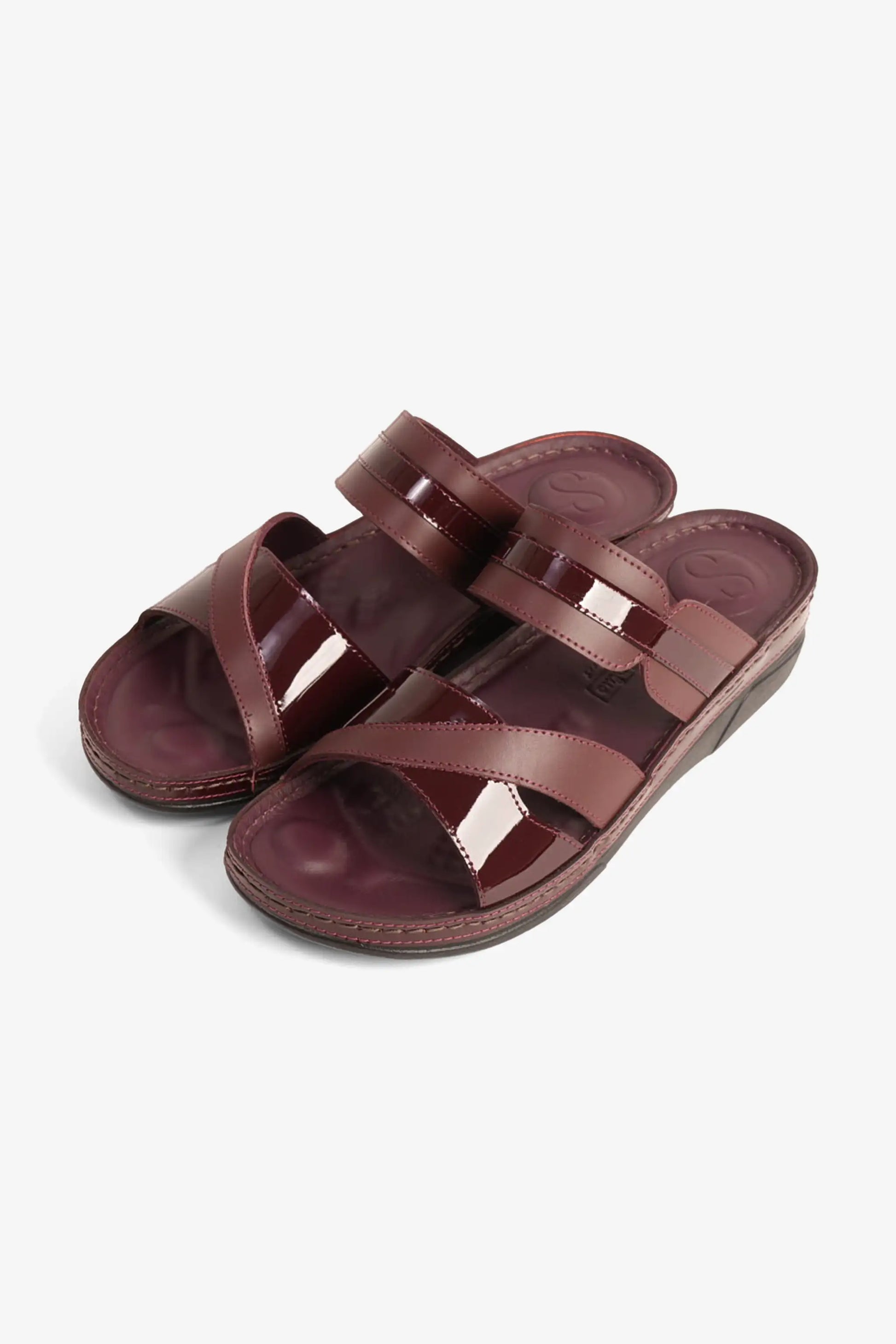 Comfort Plus Women's Ultra Soft Leather Slides Cherry LSDCP416