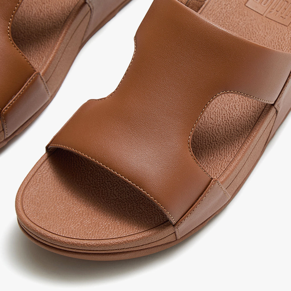 FITFLOP MENS GOGH MOC SLIDES SANDALS DARK BROWN