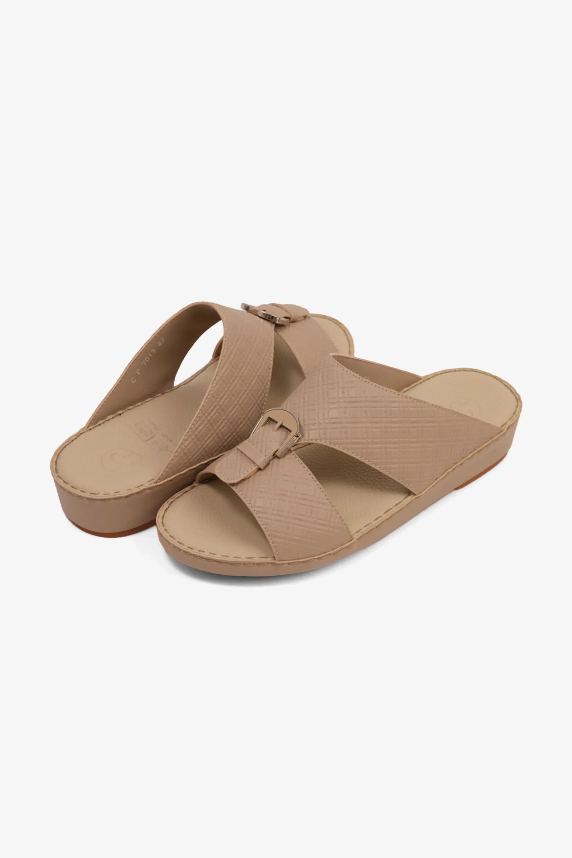 Comfort Plus Men's Cushioned Slip-On Leather Sandals Mandorla MSDCP7013
