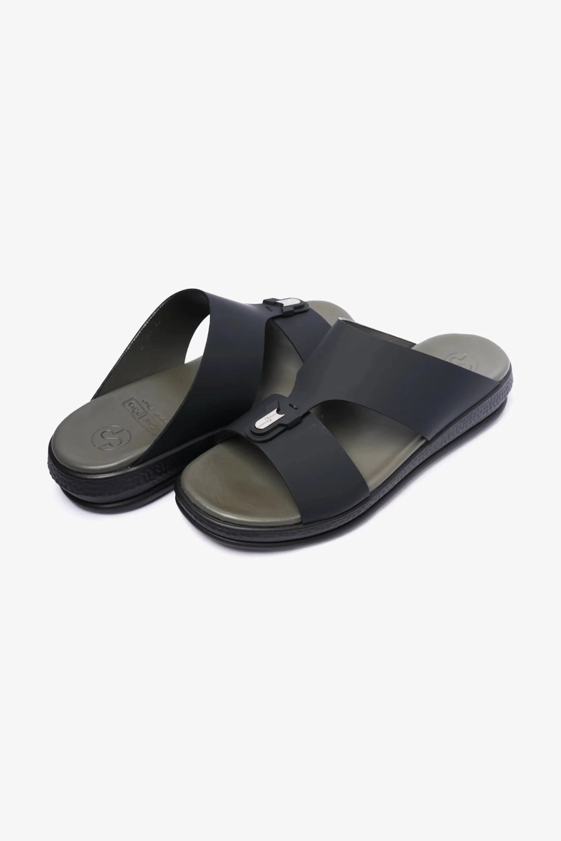 Comfort Plus Men's Matte Leather Buckle Sandals Black MSDCPD101