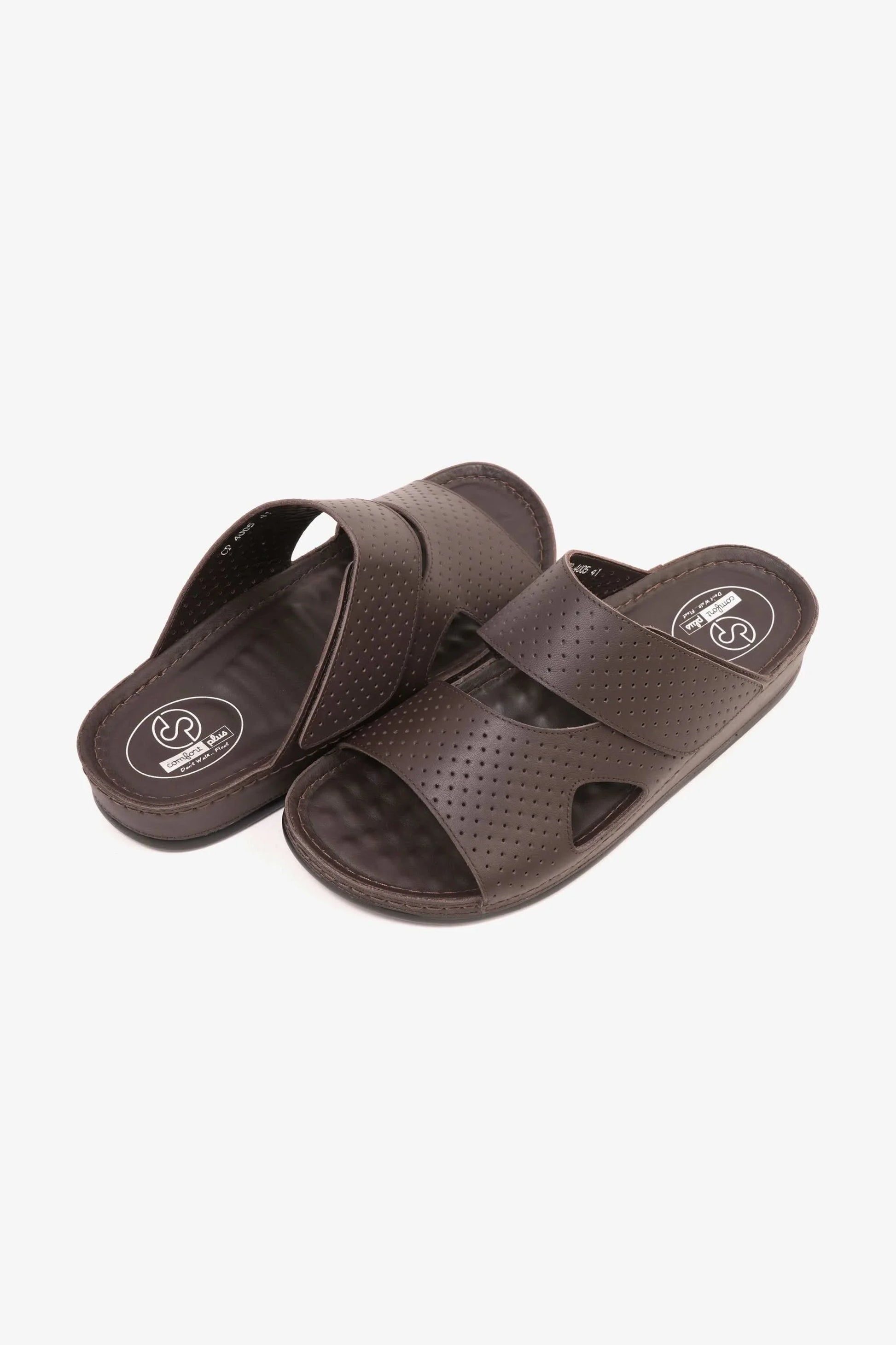 Comfort Plus Men's Textured Slip-On Arabic Sandals Brown MSDCP4005