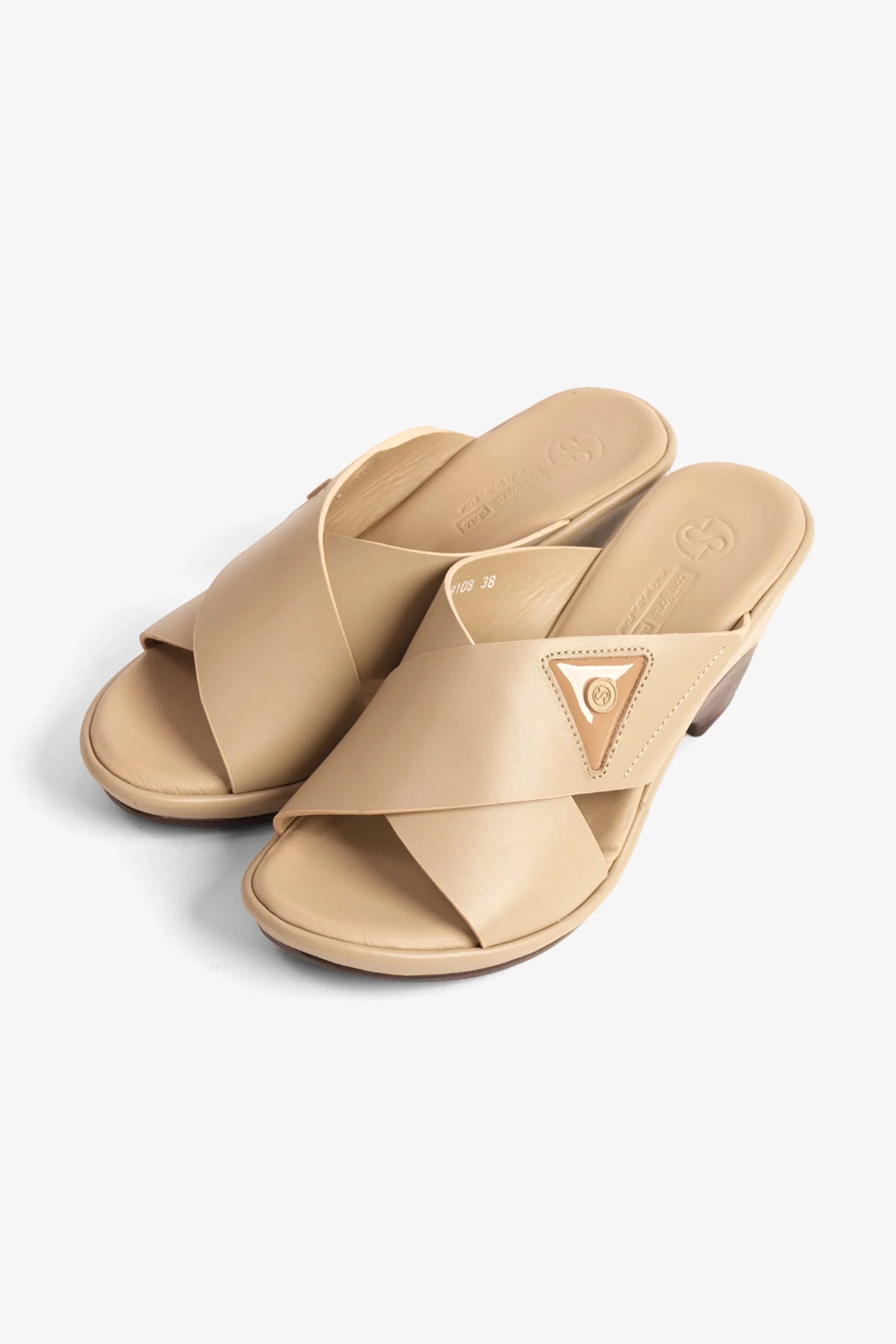 Comfort Plus Women's Cross-Strap Slide Sandals Beige LSDCP9108