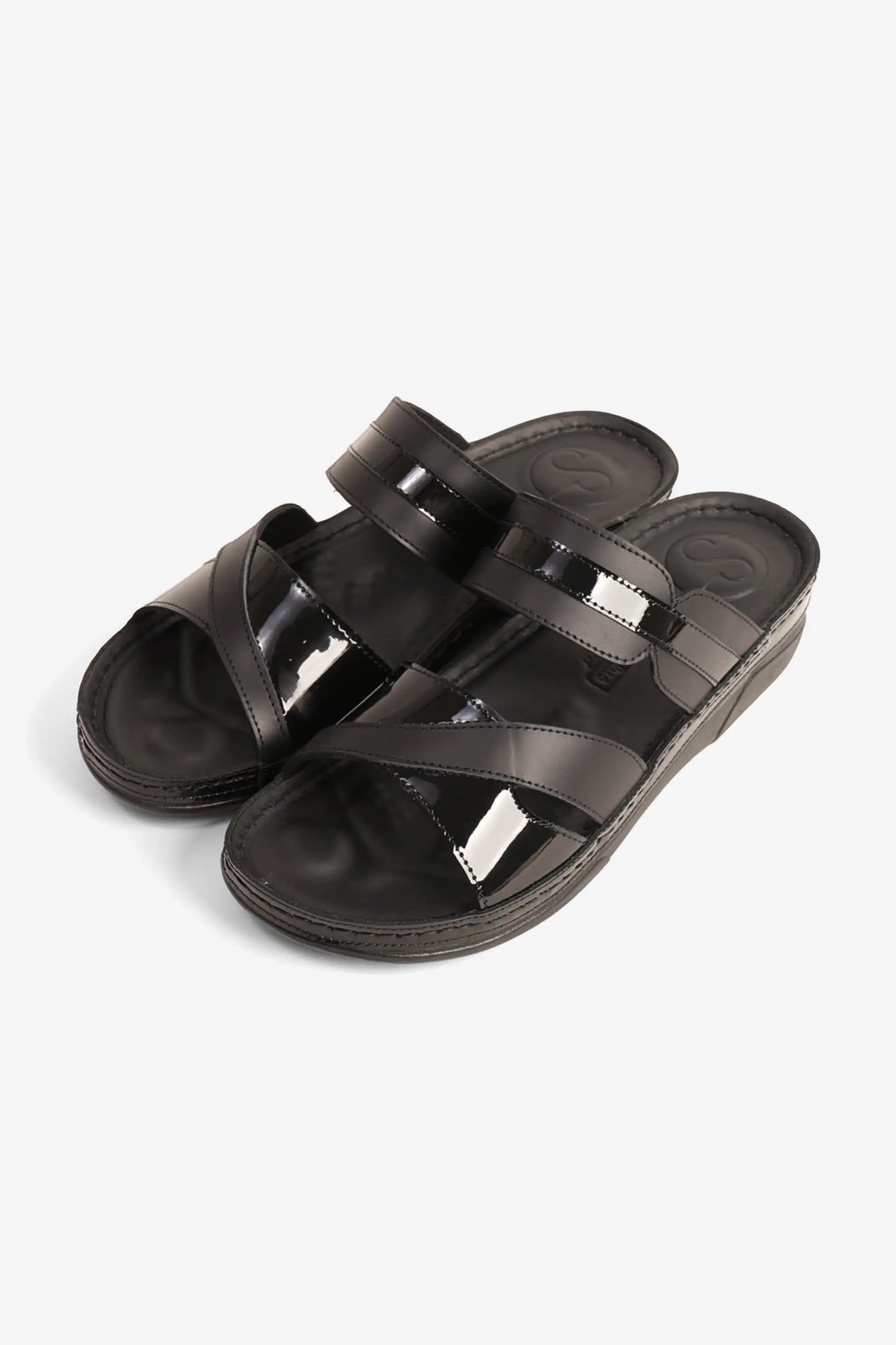 Comfort Plus Women's Ultra Soft Leather Slides Black LSDCP416