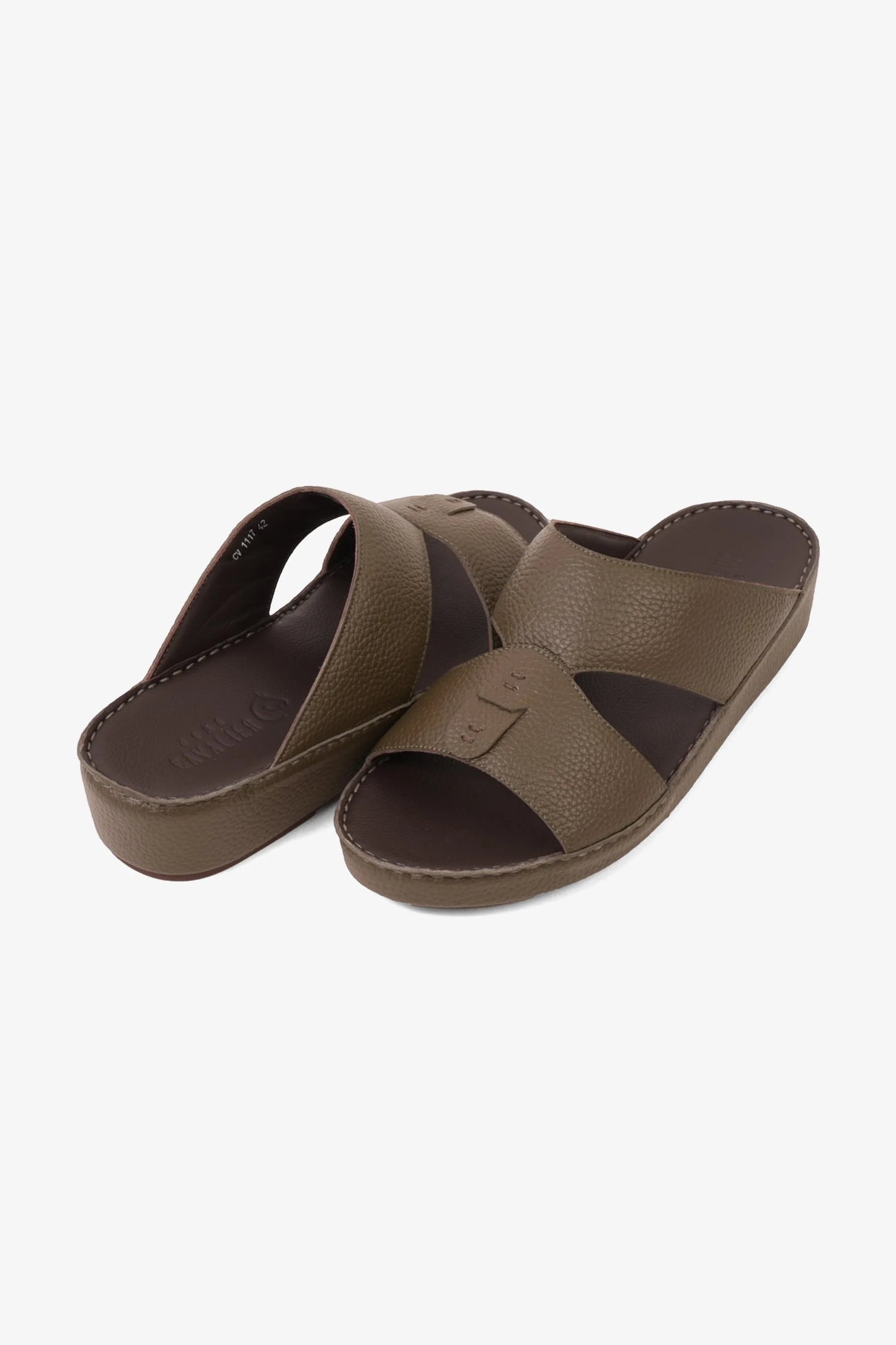 Cavalier Uomo Men's Elite Traditional Leather Arabic Sandals Olive MSDCV1117