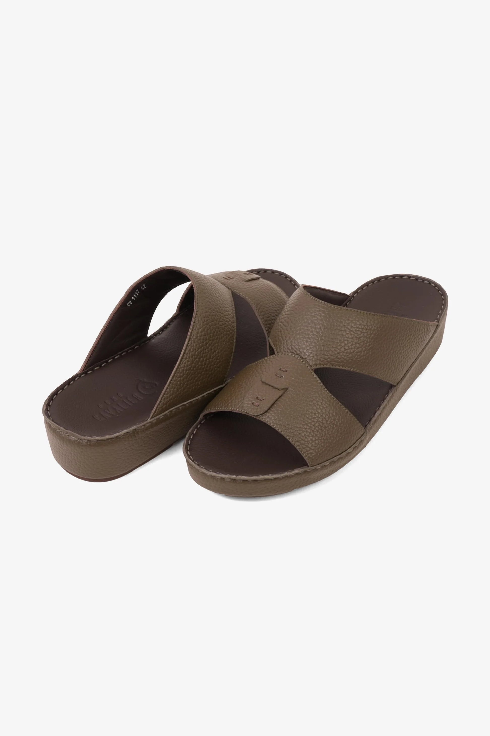Cavalier Uomo Men's Elite Traditional Leather Arabic Sandals Olive MSDCV1117