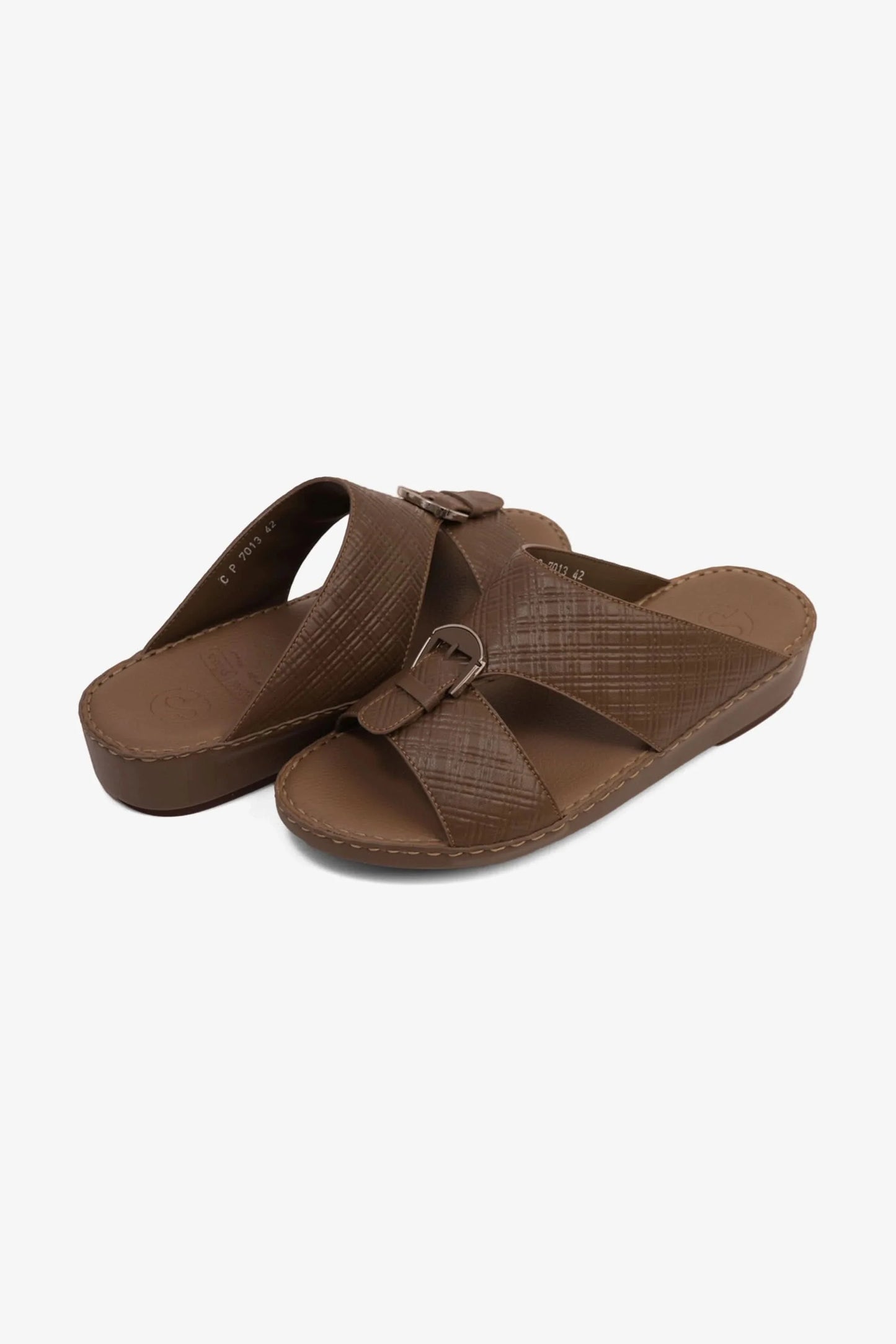 Comfort Plus Men's Cushioned Leather Slip-On Sandals Truffle MSDCP7013