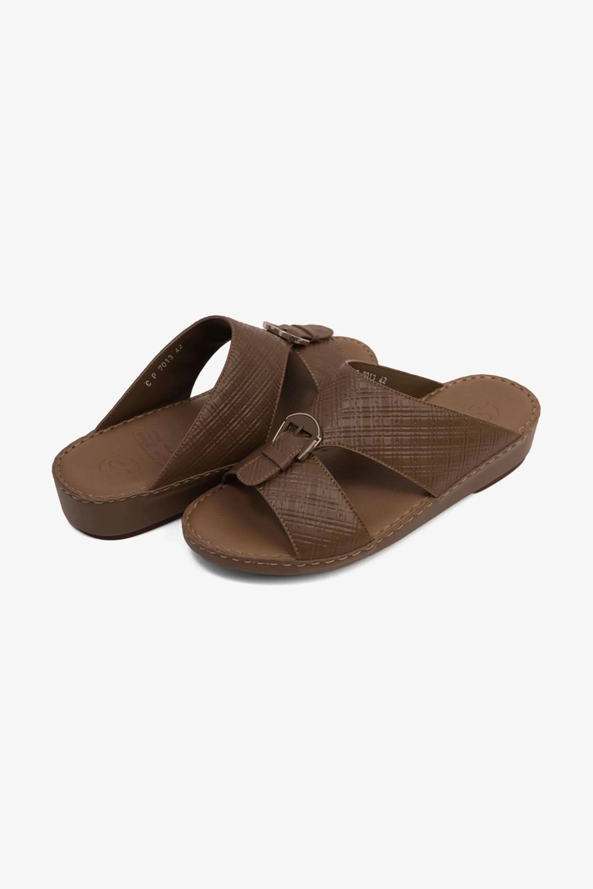 Comfort Plus Men's Cushioned Leather Slip-On Sandals Truffle MSDCP7013