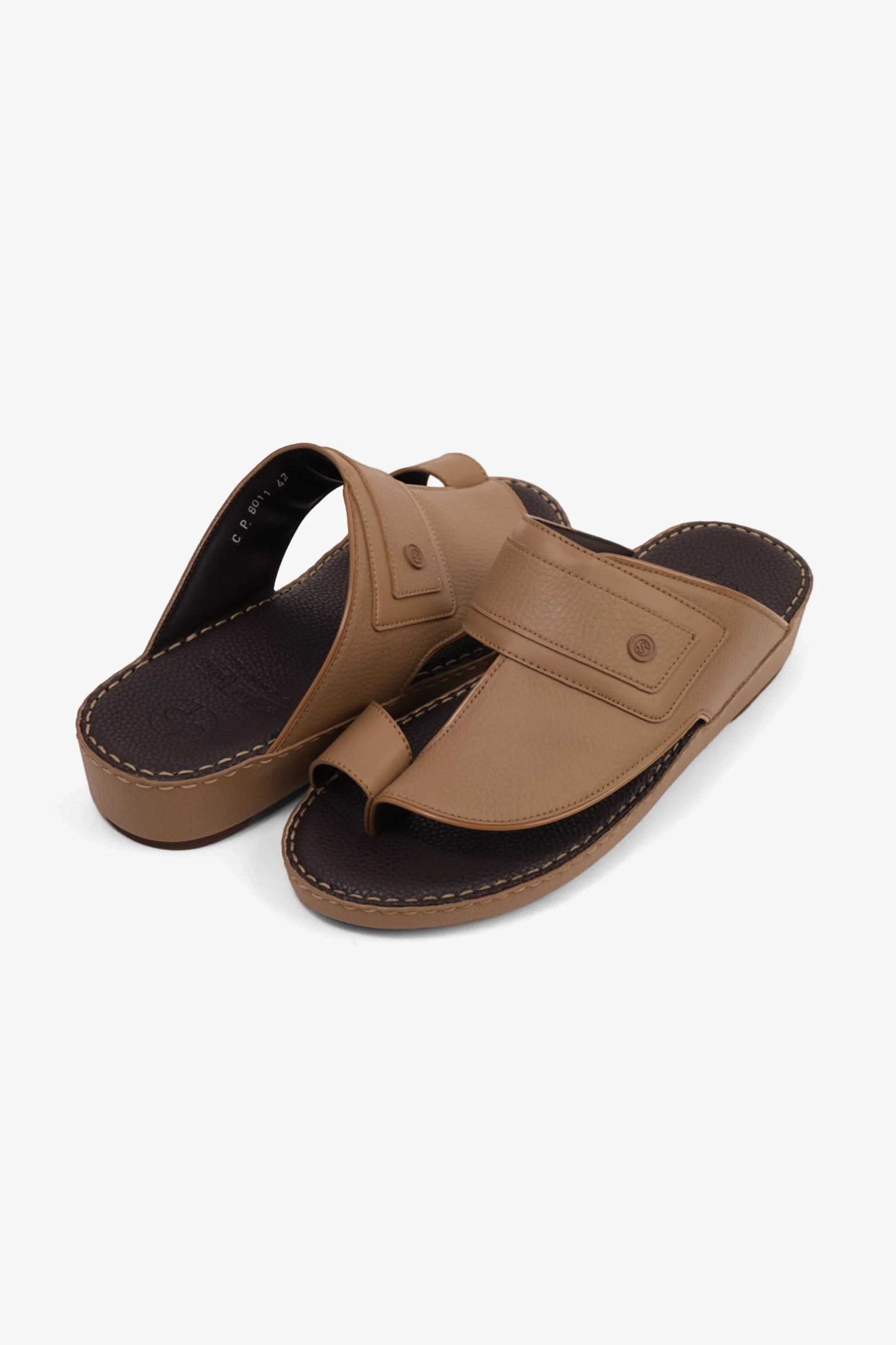 Comfort Plus Men's Textured Leather Sandals Olive Brown MSDCP8011