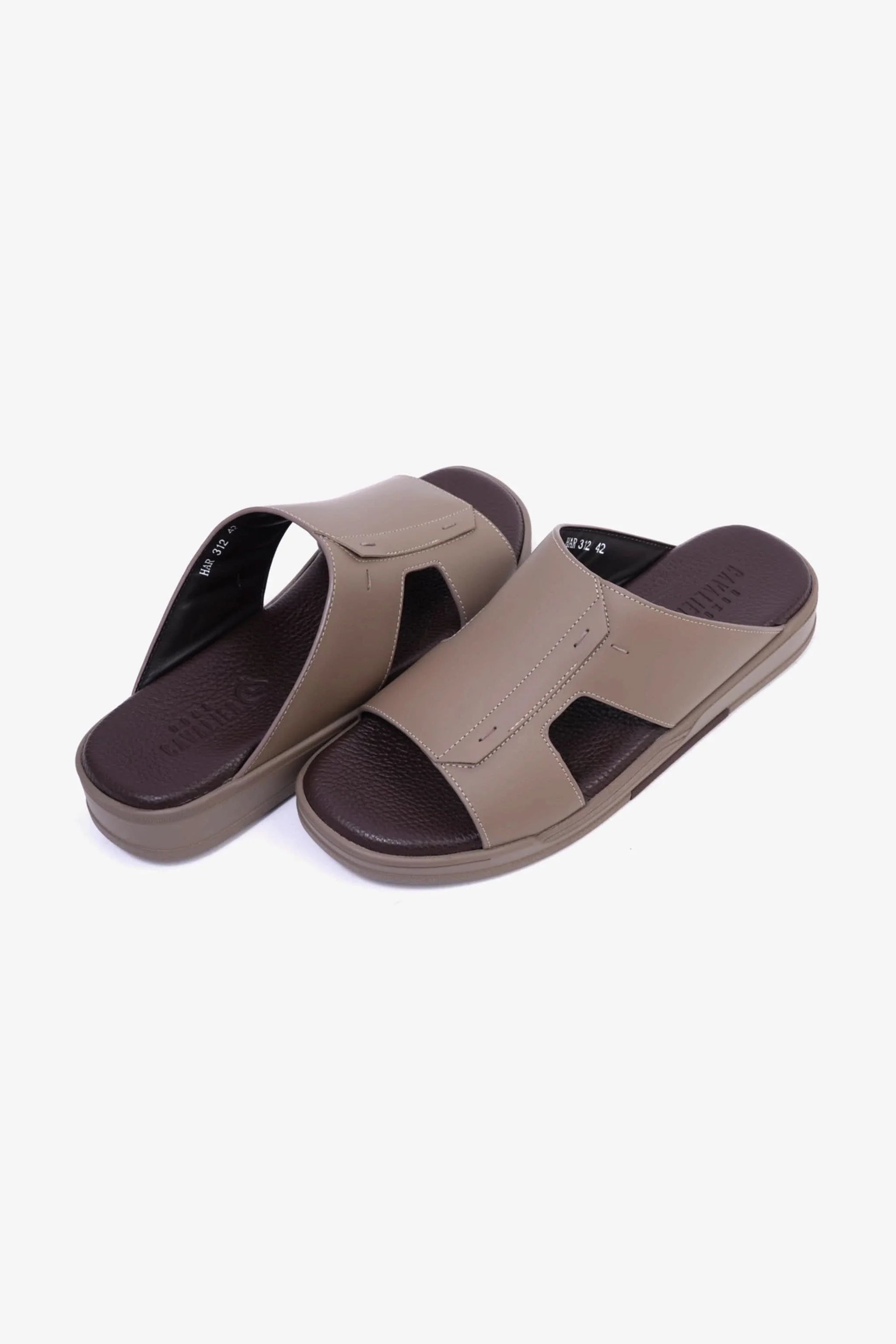 Cavalier Uomo Men's Leather Slide Sandals Stone MSDCVHAR312