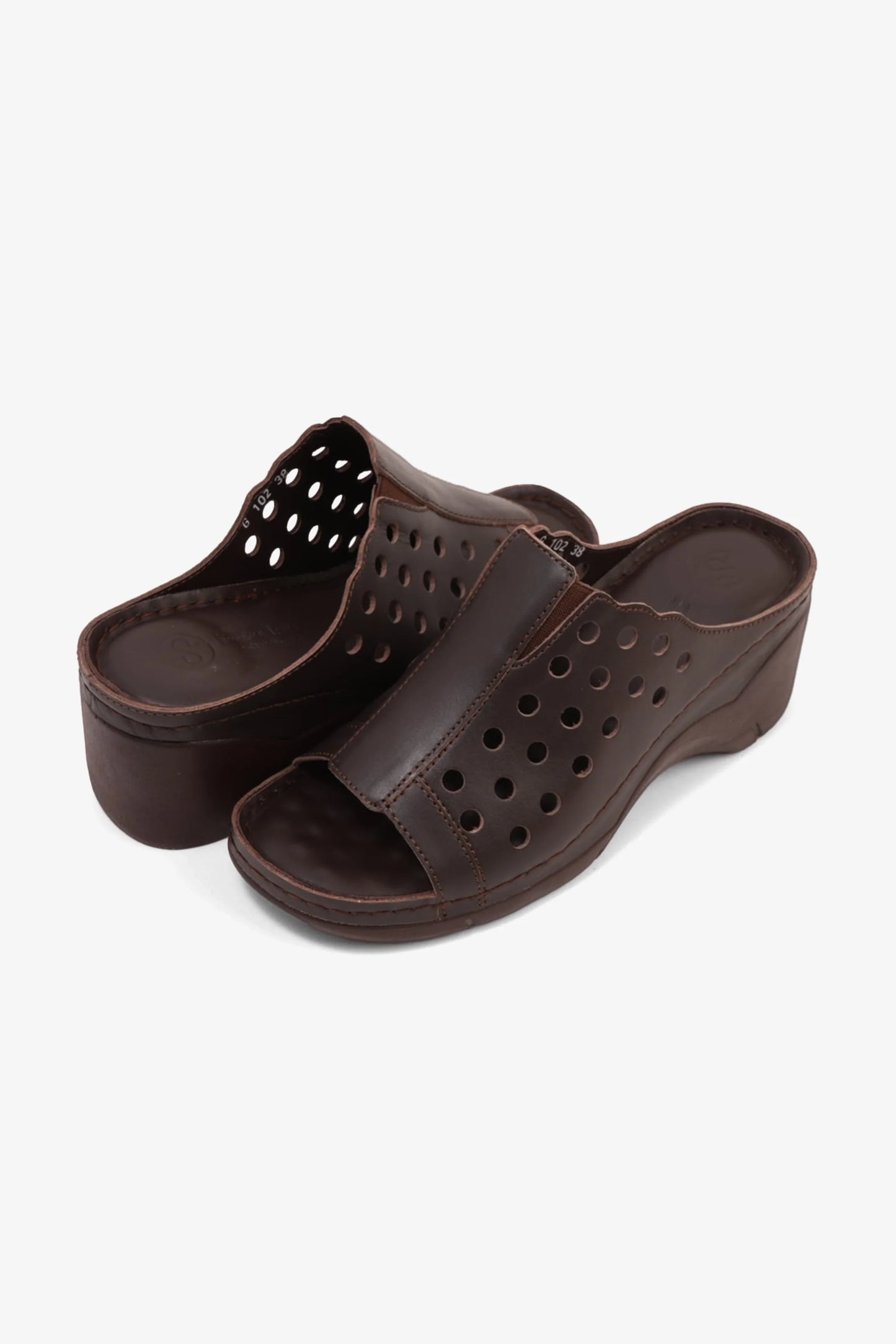 Comfort Plus Women's Perforated Wedge Sandals Brown LSDCPGG102