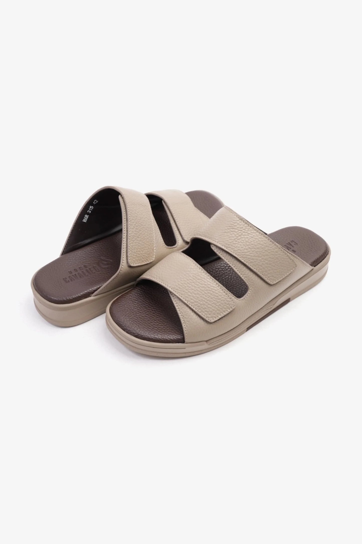 Cavalier Uomo Men's Arabic Leather Sandals Stone MSDCVHAR315