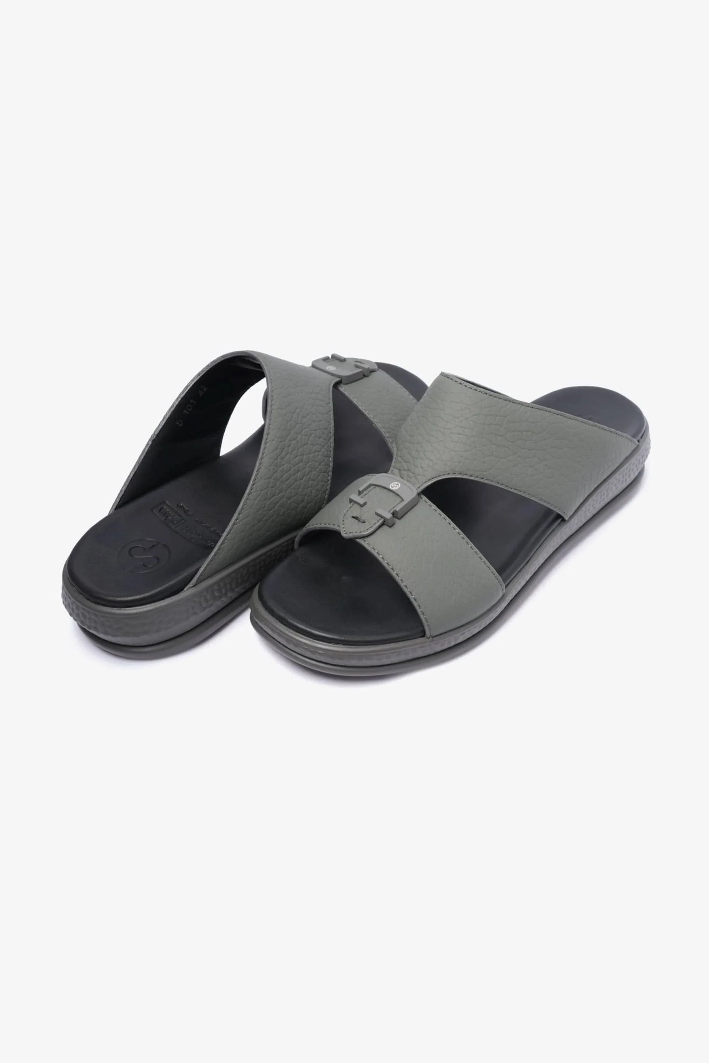 Comfort Plus Men's Stylish Trim Leather Sandals Grey MSDCPD103