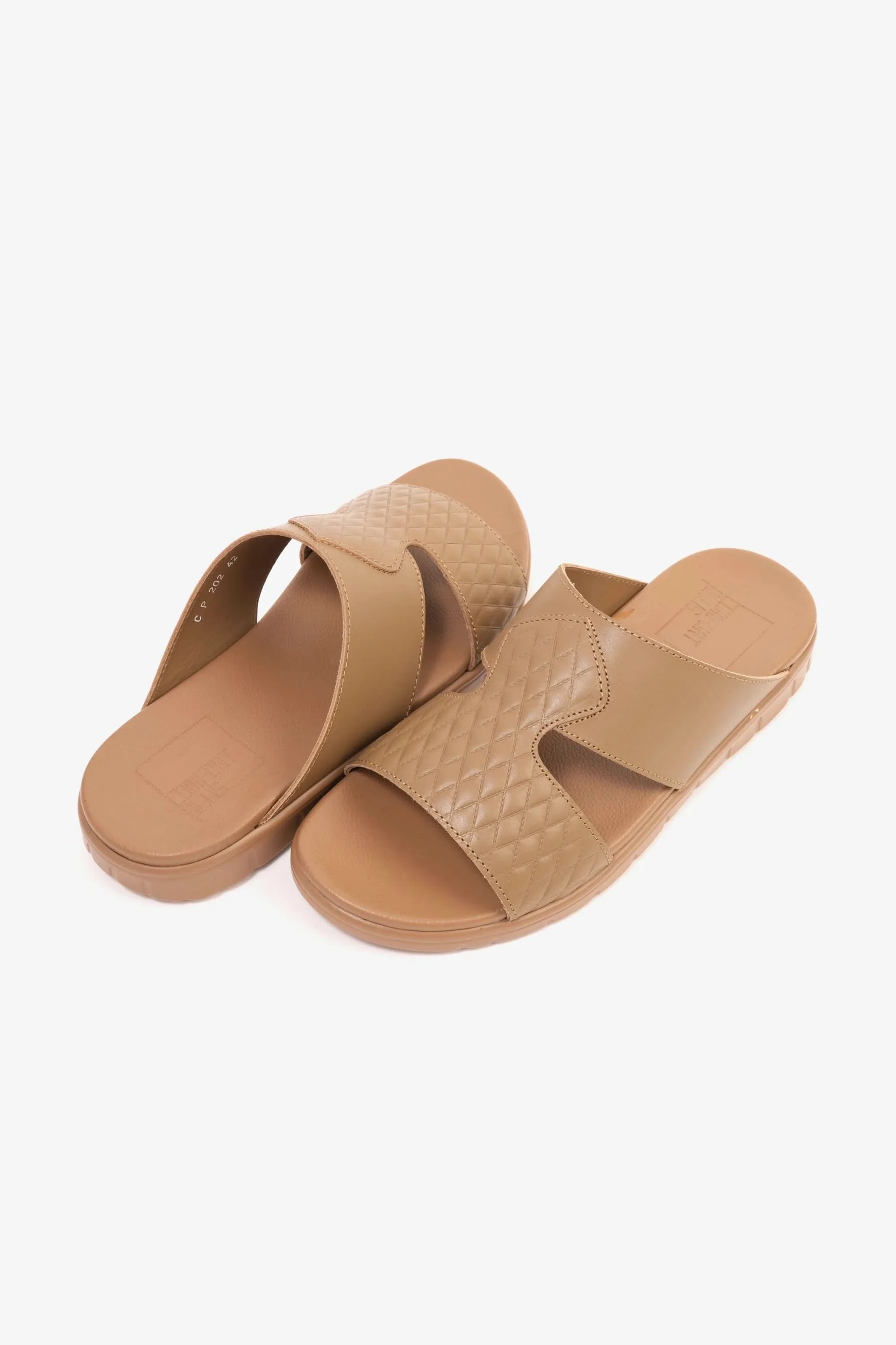 Comfort Plus Men's Quilted Leather Sandals Olive Brown MSDCP202