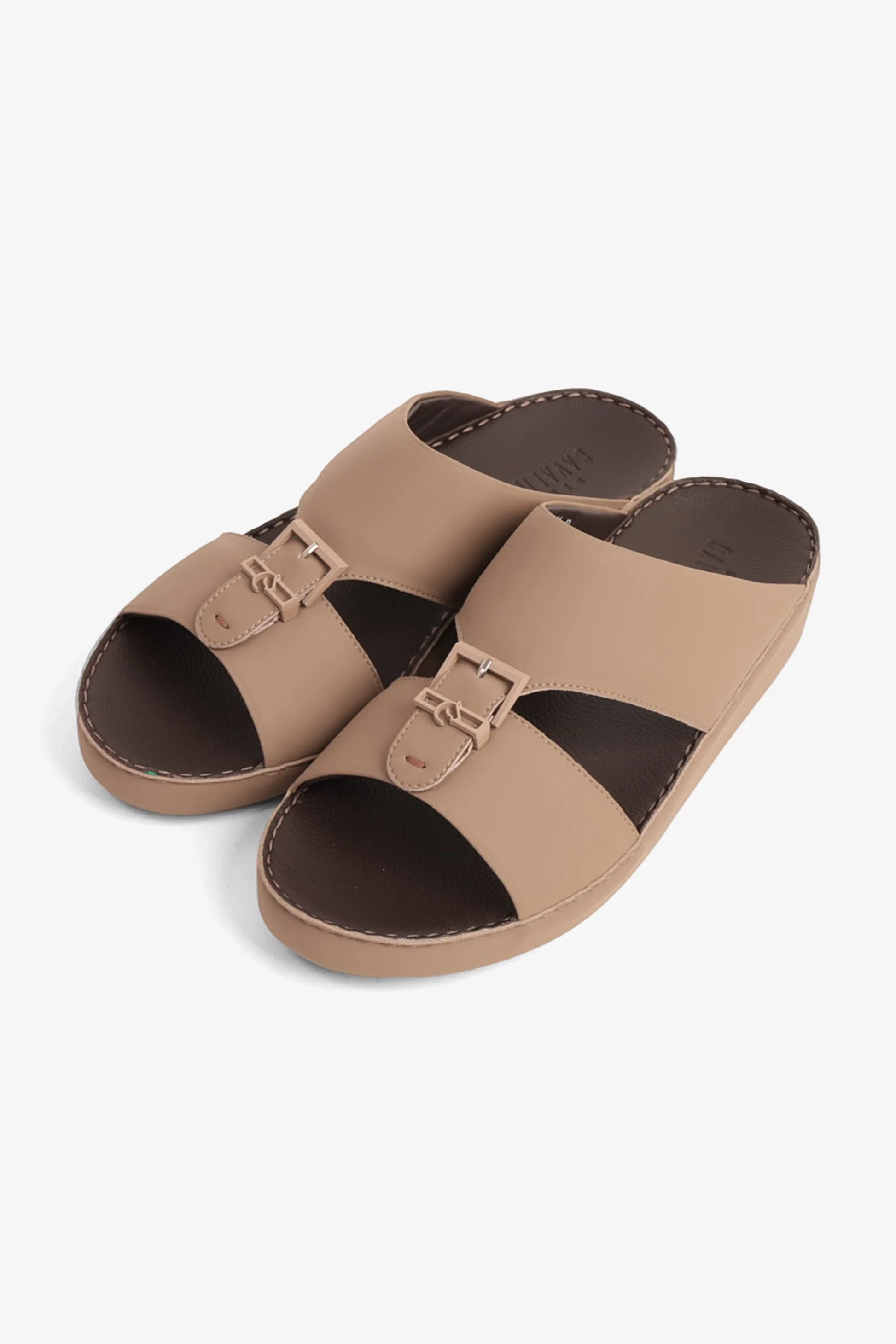 Cavalier Uomo Men's Embossed Leather Handstitched Arabic Sandals Stone MSDCV1101