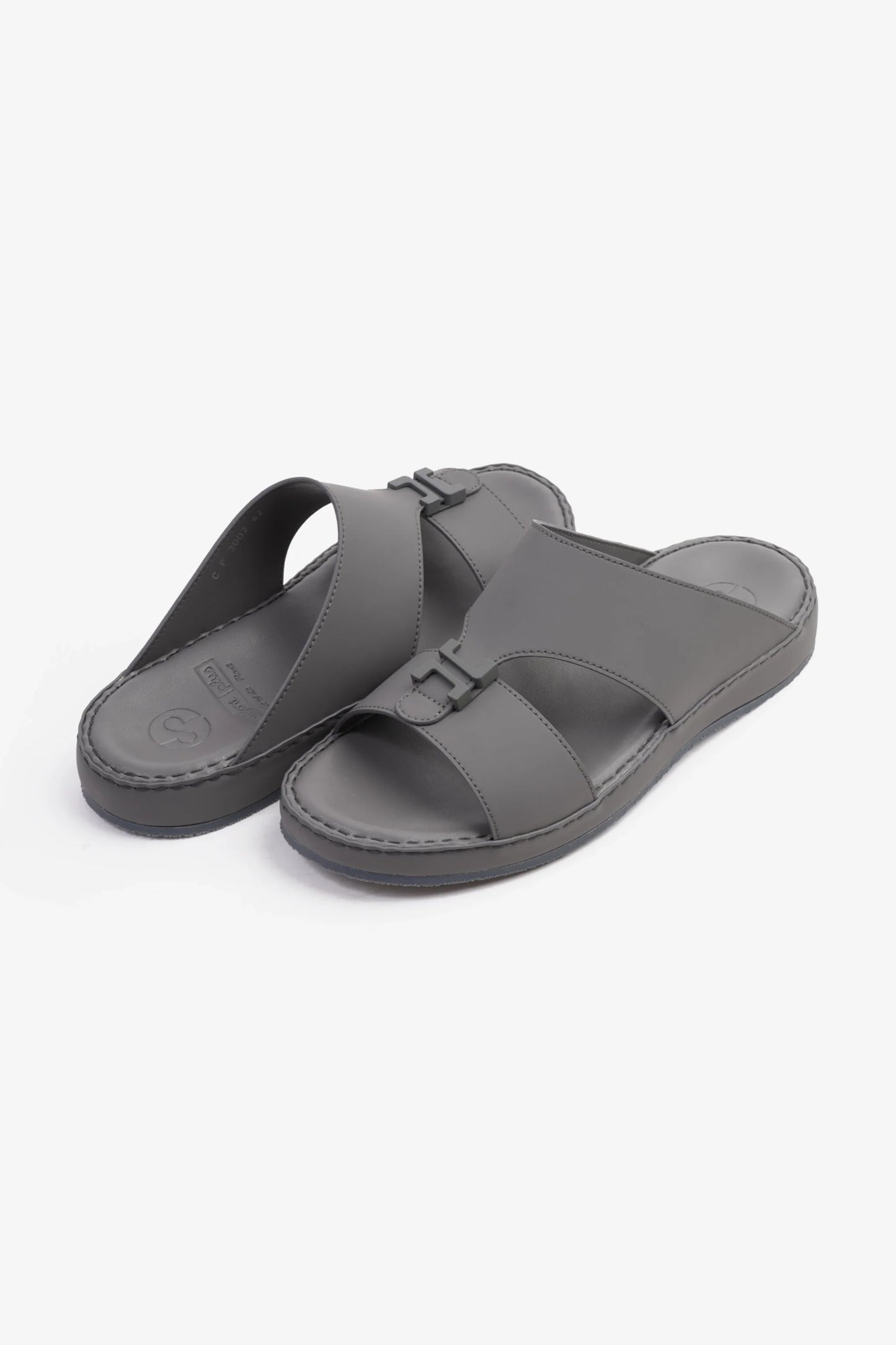 Comfort Plus Men's Matte Leather Stylish Trim Arabic Sandals Dark Grey MSDCP3002