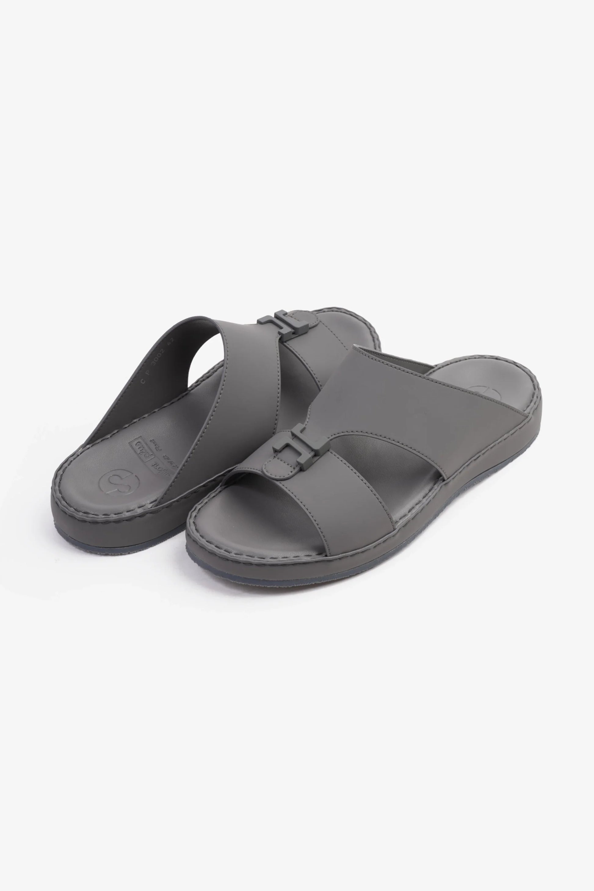 Comfort Plus Men's Matte Leather Stylish Trim Arabic Sandals Dark Grey MSDCP3002