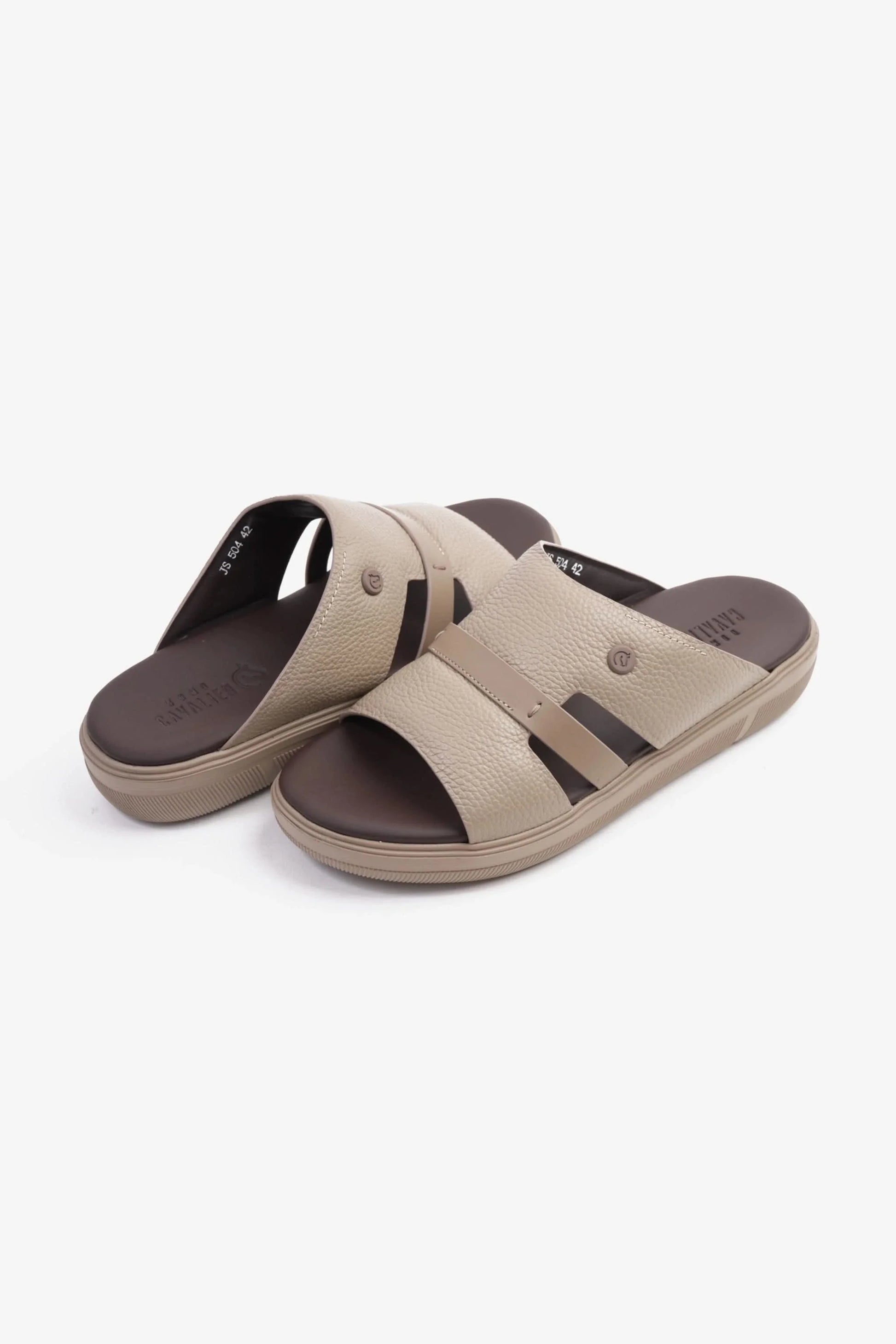 Cavalier Uomo Men's Arabic Genuine Leather Sandals Beige MSDCVJS504