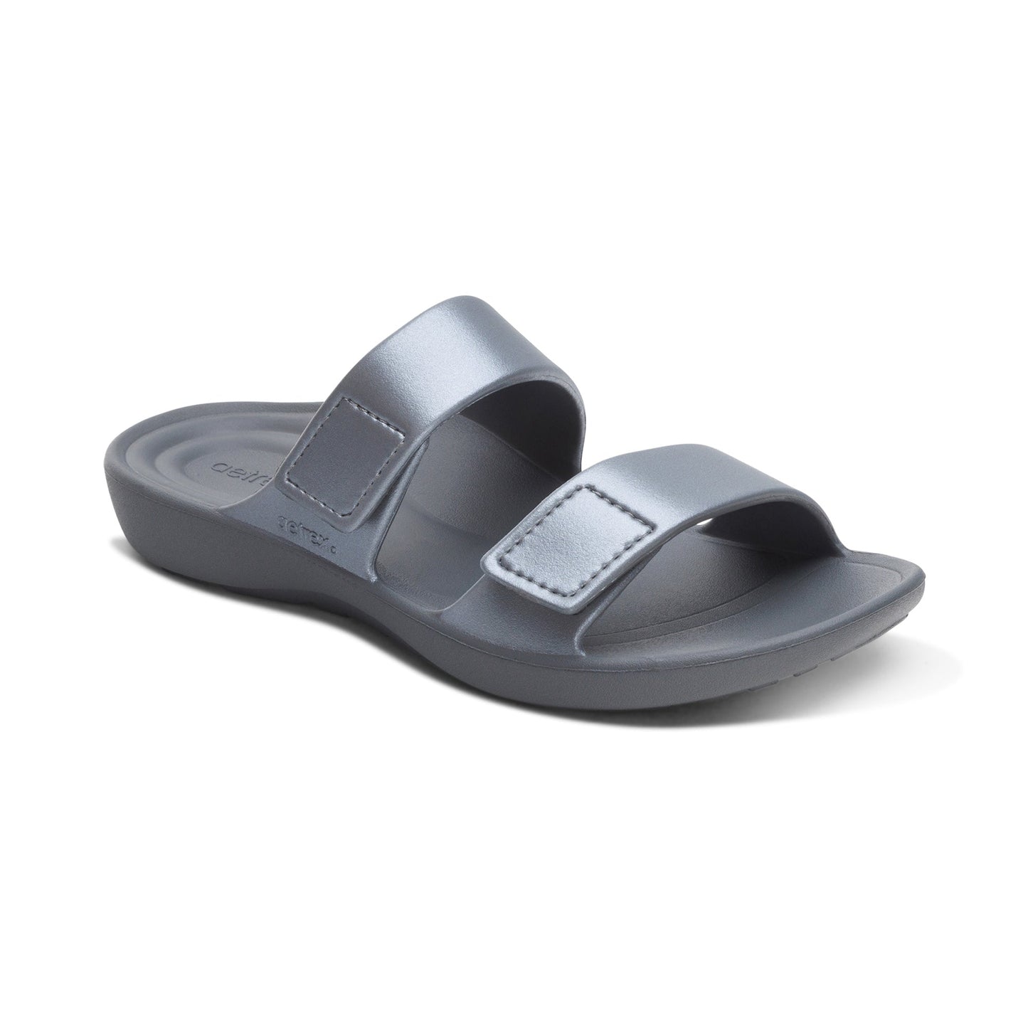Aetrex Kaia Women's Two Band Slide Orthotic Sandals Pewter