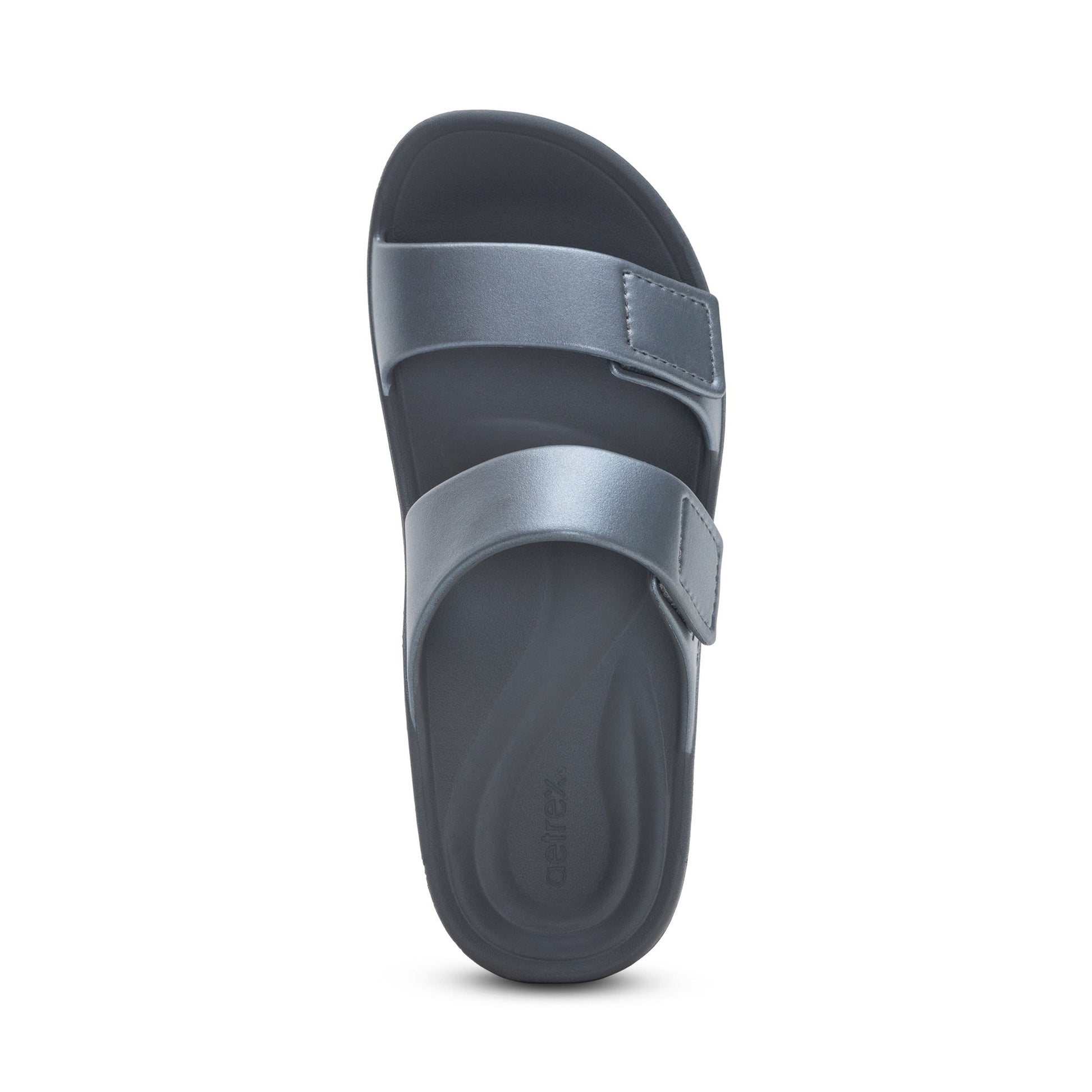Aetrex Kaia Women's Two Band Slide Orthotic Sandals Pewter