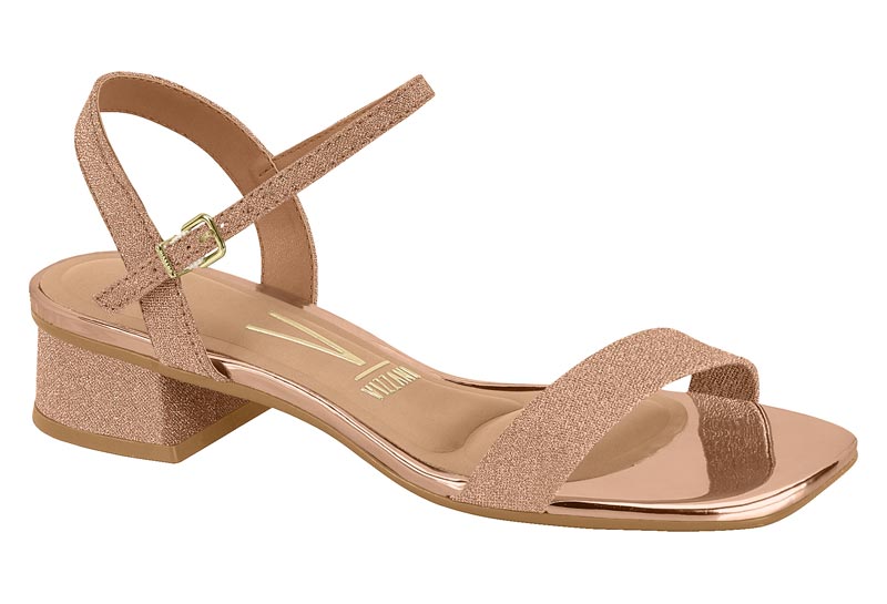 TAMANCO FEMININO TELA SHINE PARIS GOLD PINK