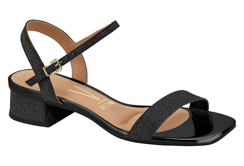 SANDALIA FEMININA TELA SHINE PARIS/VERNIZ PREMIUM BLACK