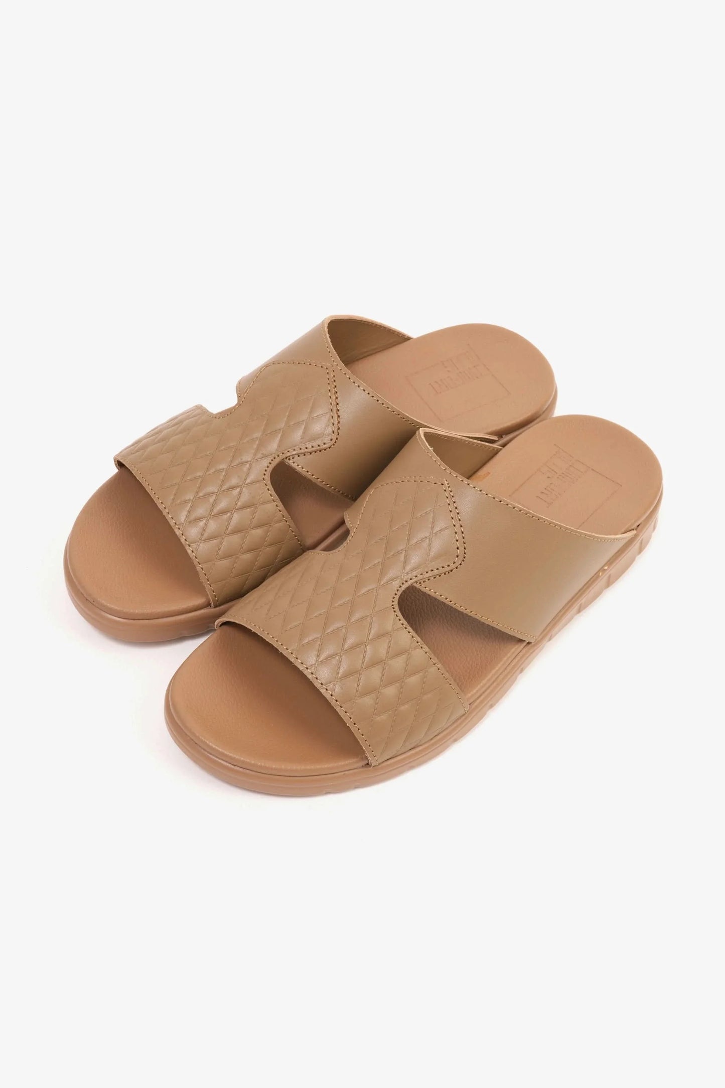 Comfort Plus Men's Quilted Leather Sandals Olive Brown MSDCP202