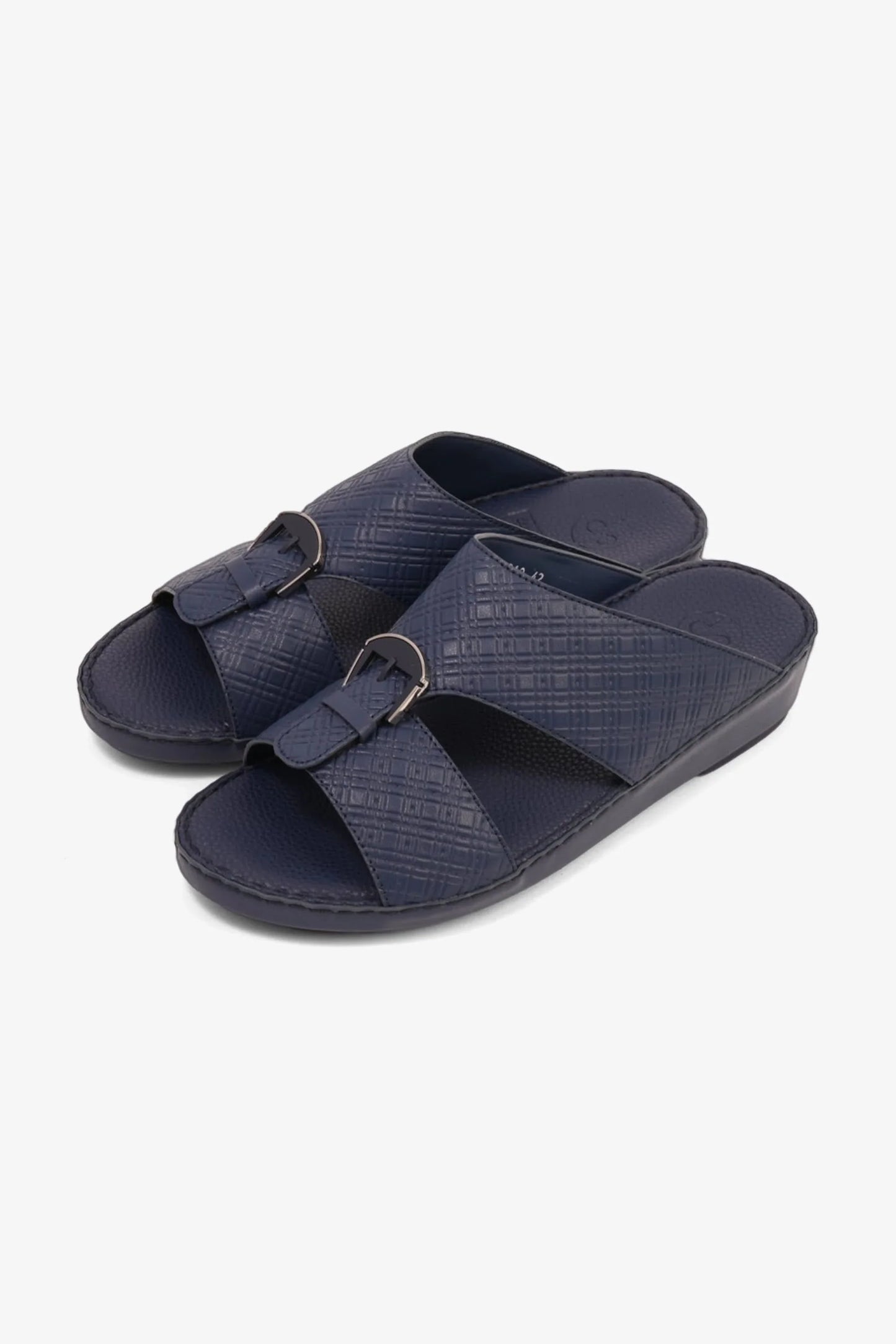 Comfort Plus Men's Cushioned Leather Slip-On Sandals Navy MSDCP7013