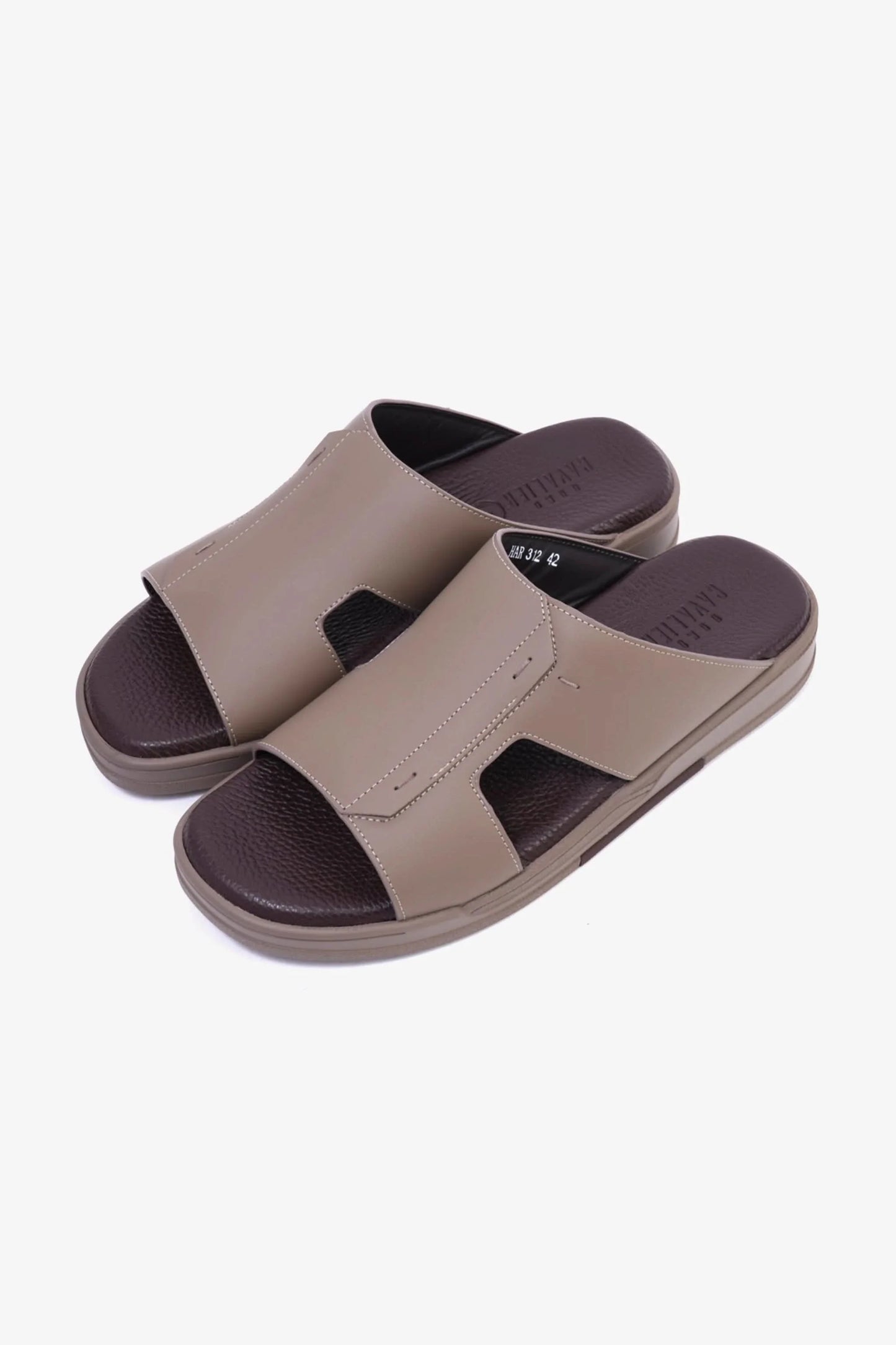 Cavalier Uomo Men's Leather Slide Sandals Stone MSDCVHAR312