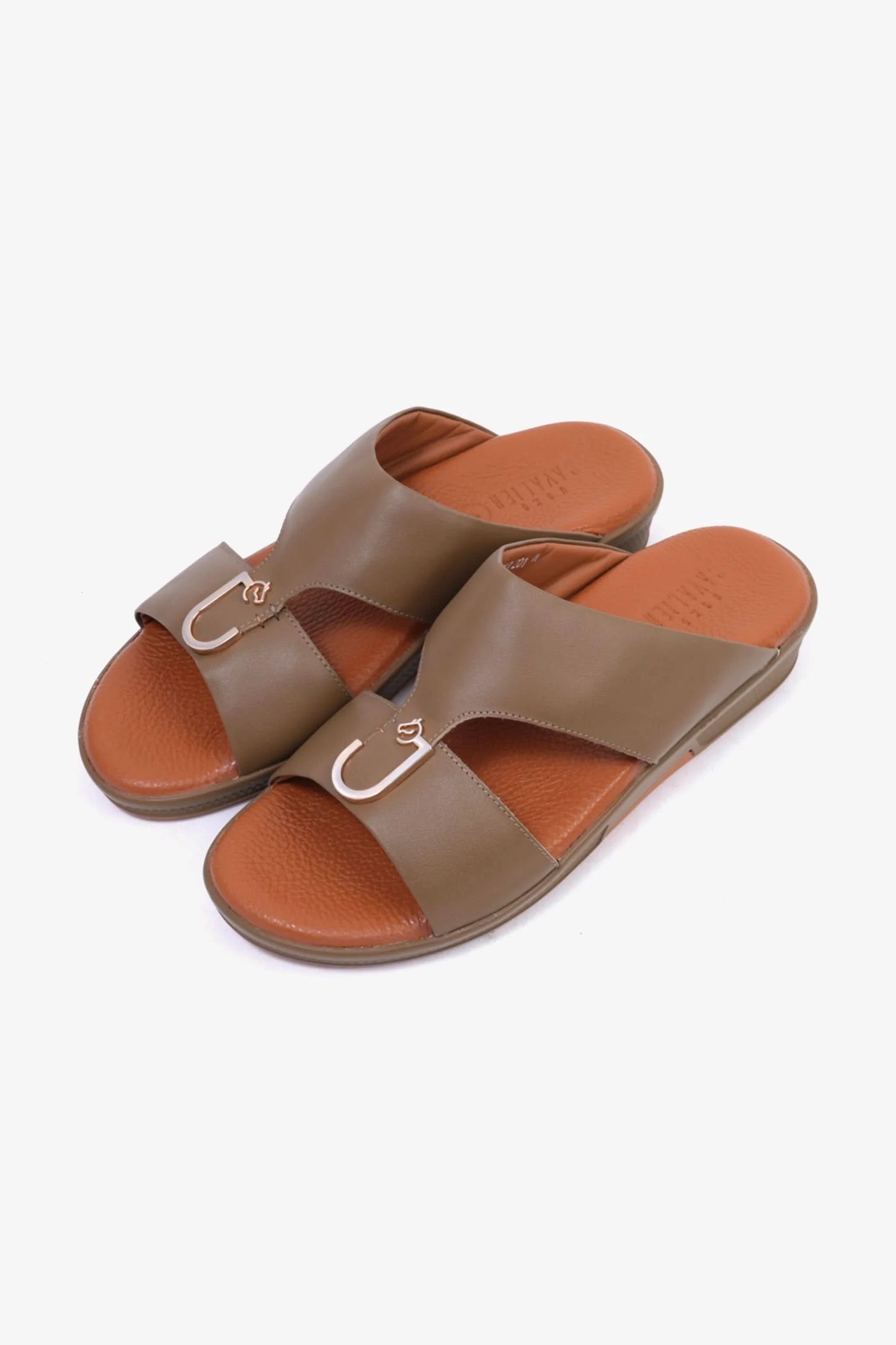 Cavalier Uomo Men's Textured Leather Sandals Mushroom MSDCVDLR201