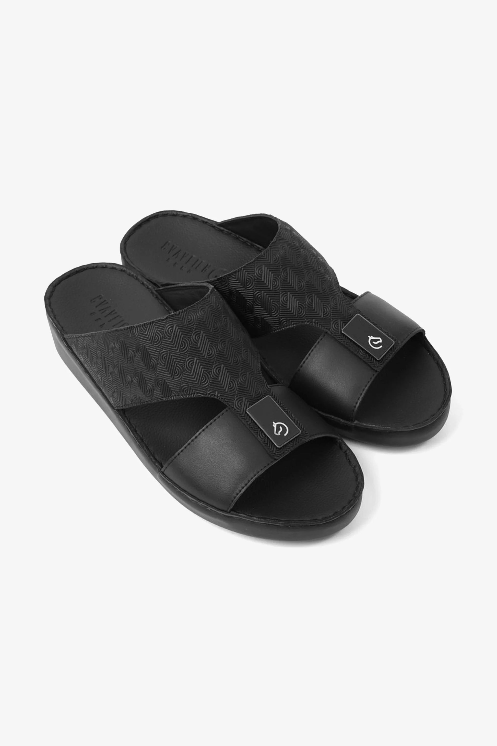 Cavalier Uomo Men's Modern Leather Arabic Sandals Black MSDCV1106