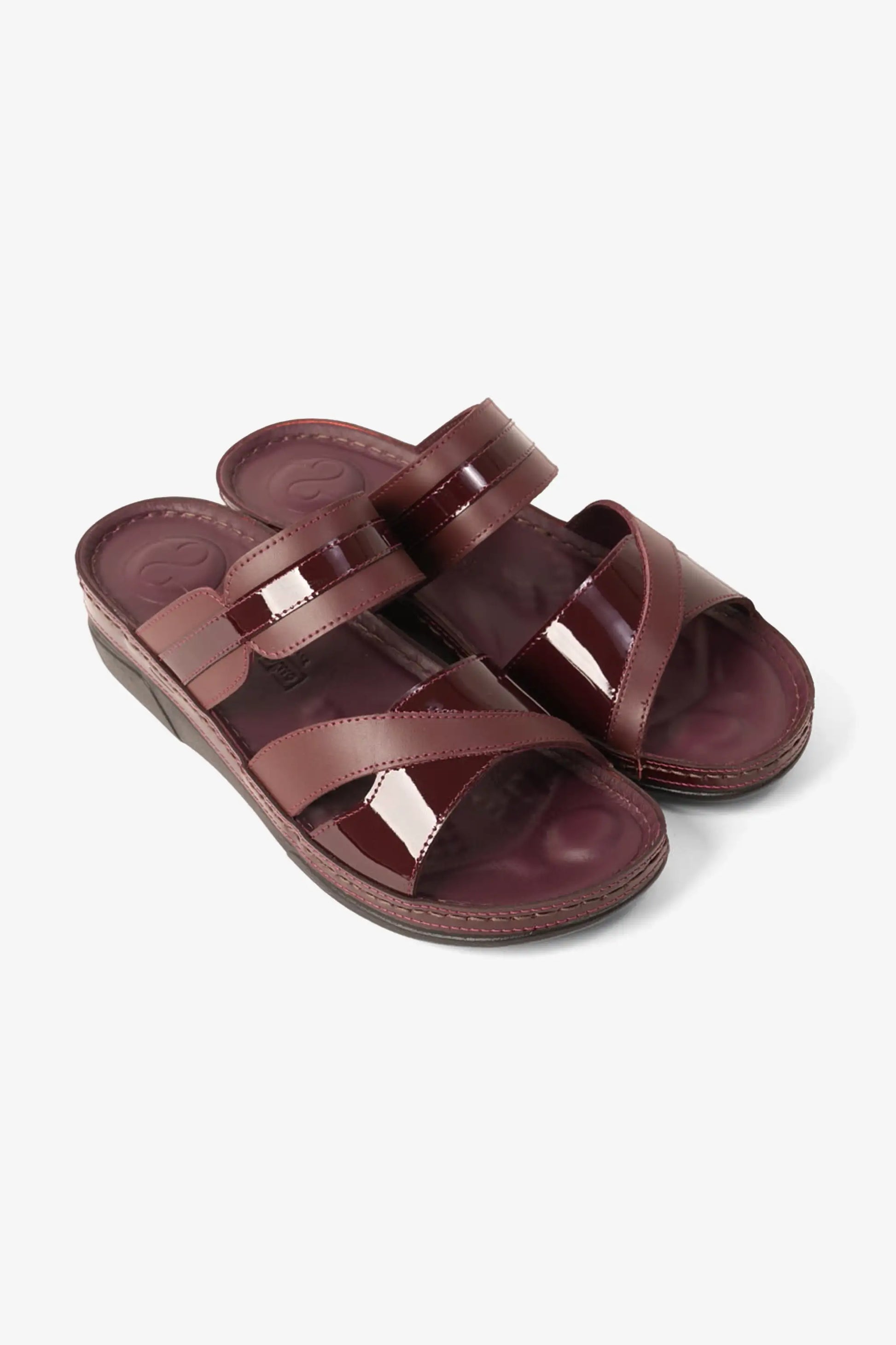 Comfort Plus Women's Ultra Soft Leather Slides Cherry LSDCP416