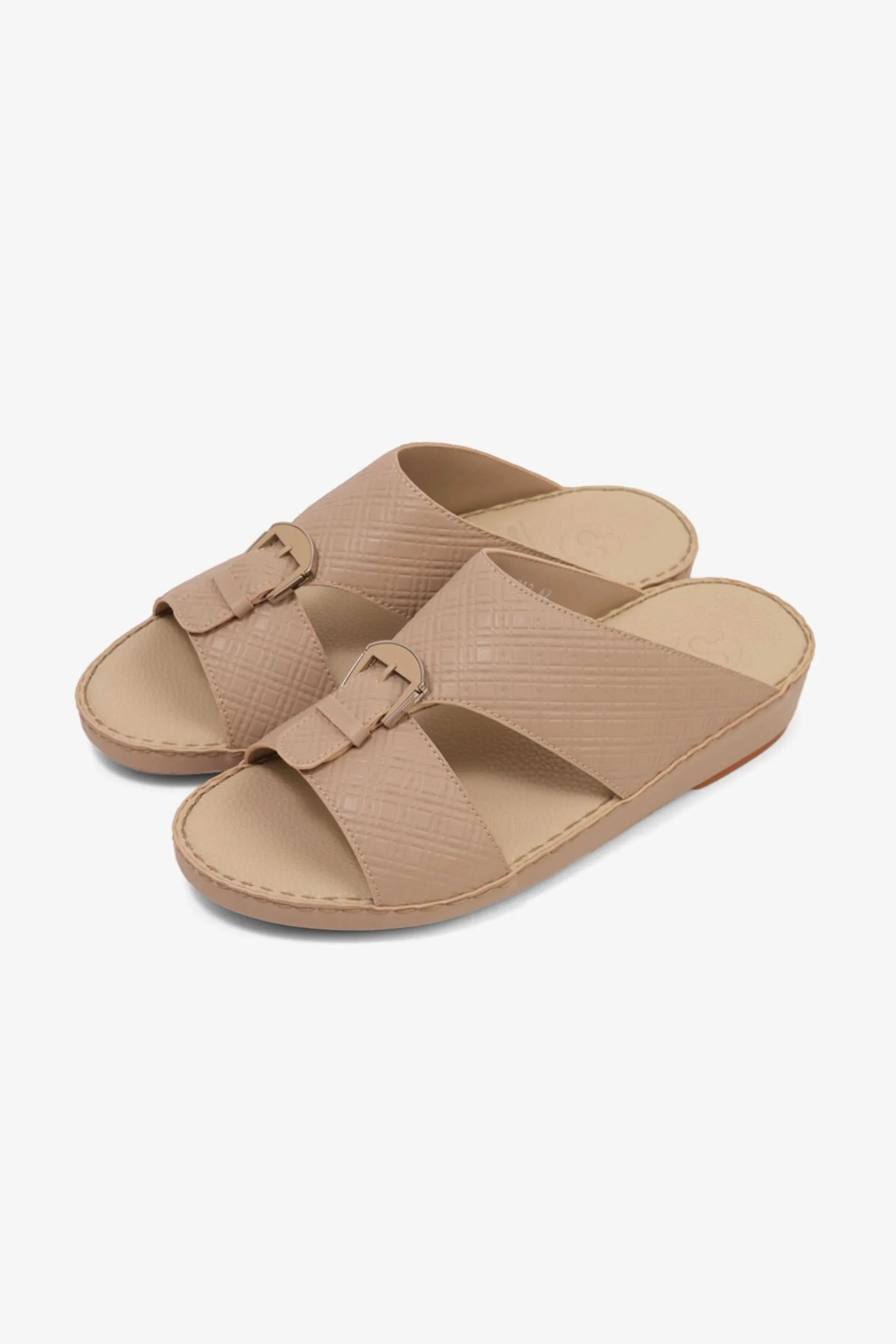 Comfort Plus Men's Cushioned Slip-On Leather Sandals Mandorla MSDCP7013