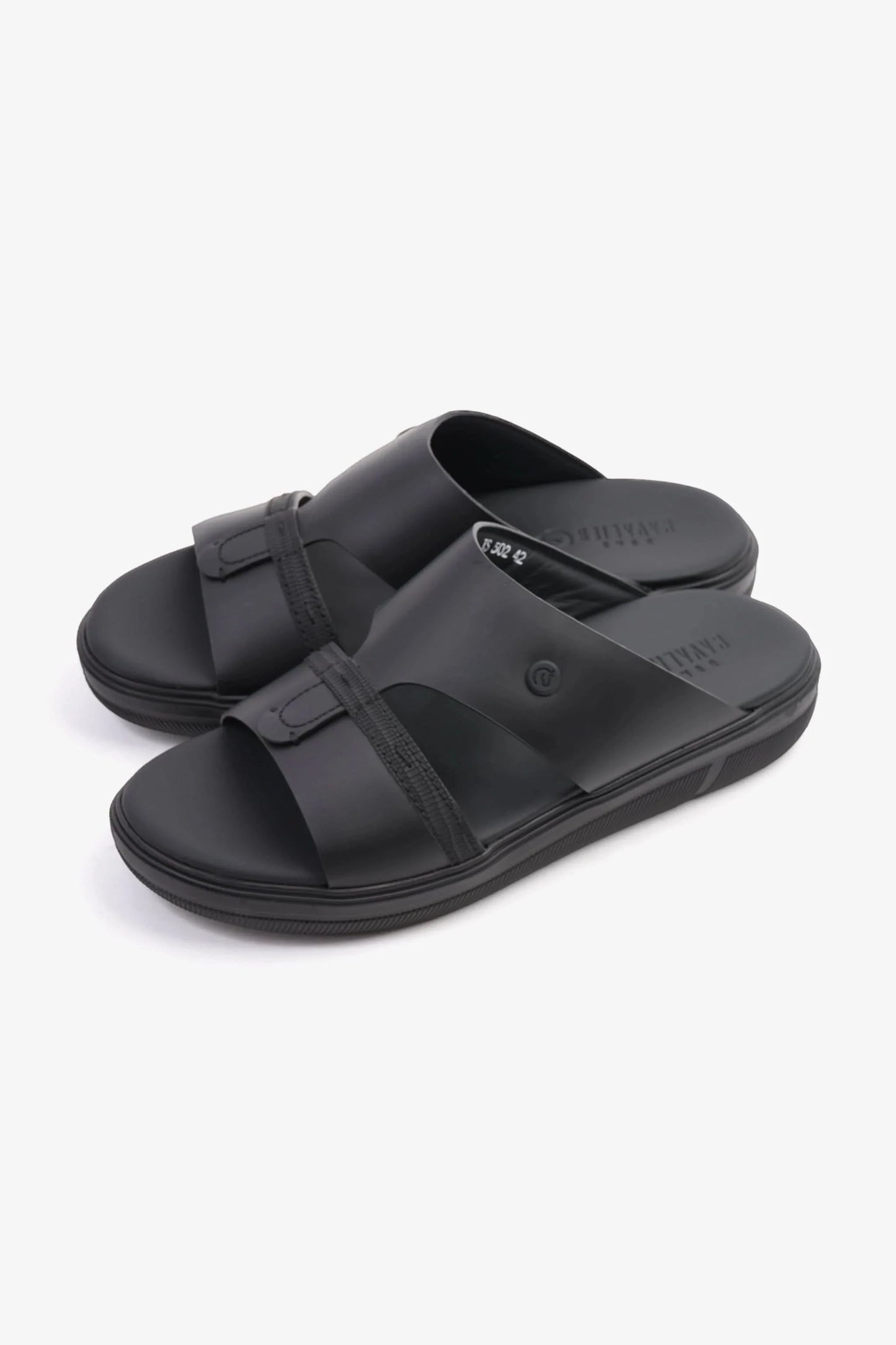 Cavalier Uomo Men's Sleek Arabic Leather Sandals Black MSDCVJS502