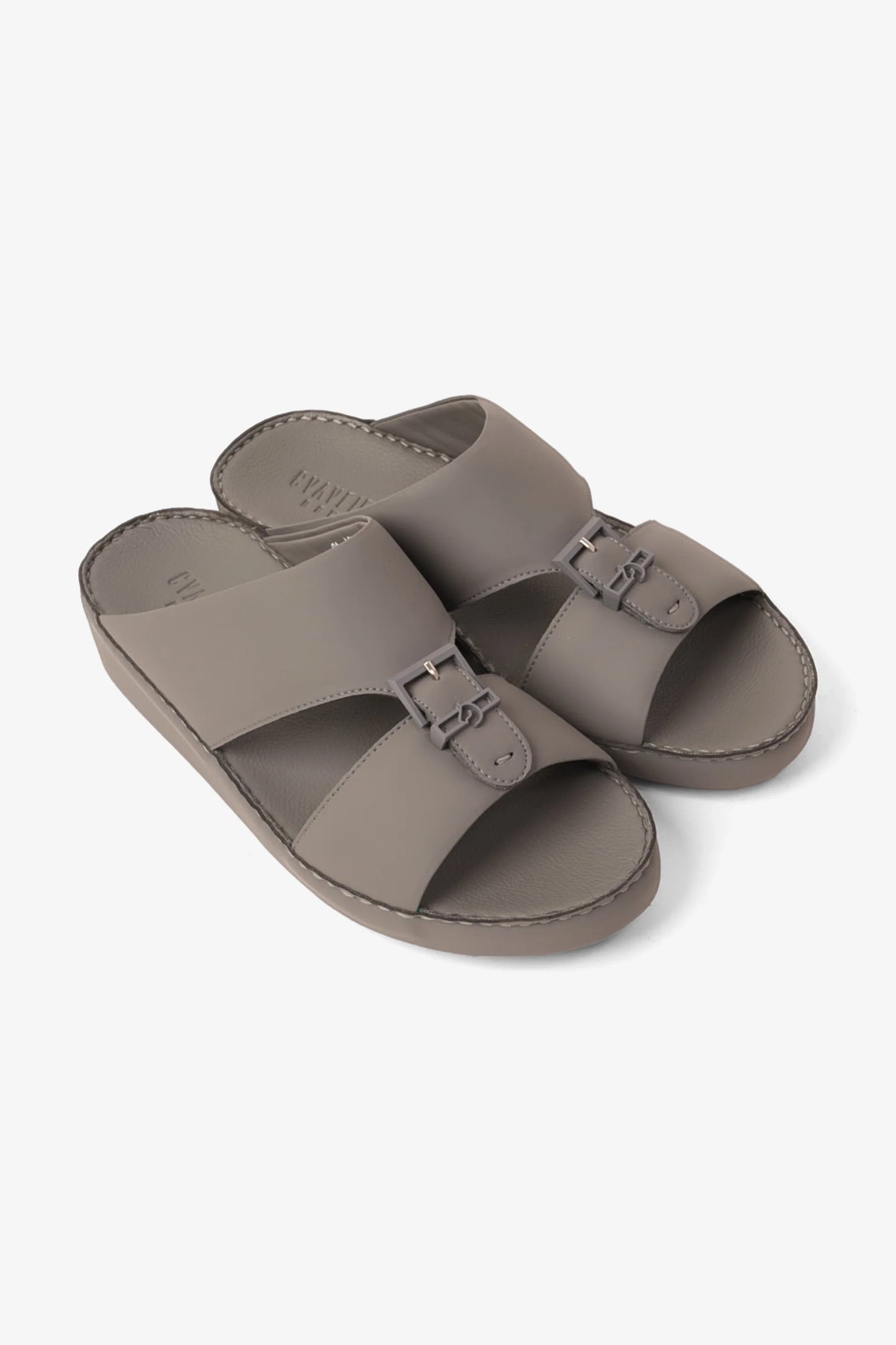 Cavalier Uomo Men's Embossed Leather Handstitched Arabic Sandals Grey MSDCV1101