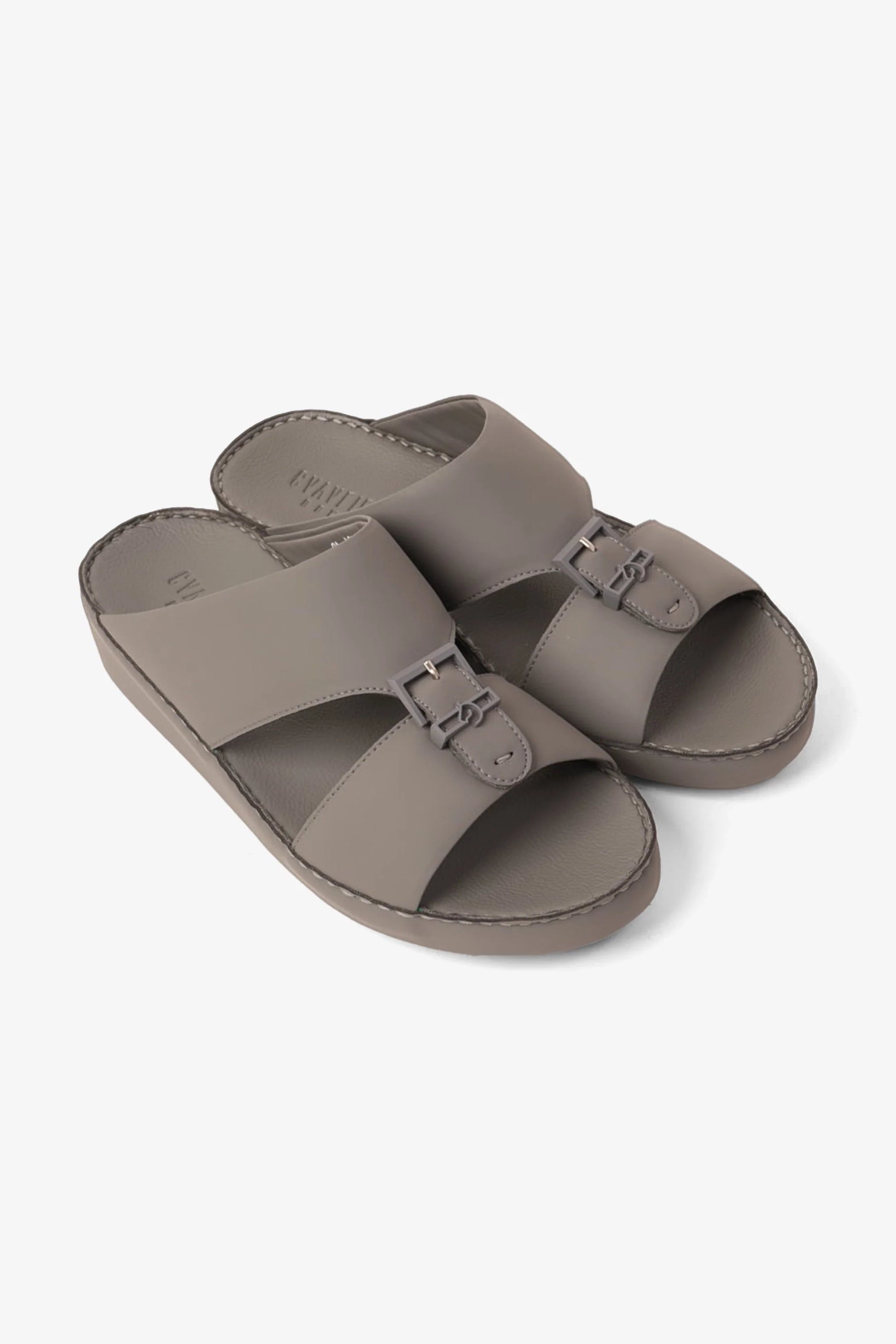 Cavalier Uomo Men's Embossed Leather Handstitched Arabic Sandals Grey MSDCV1101