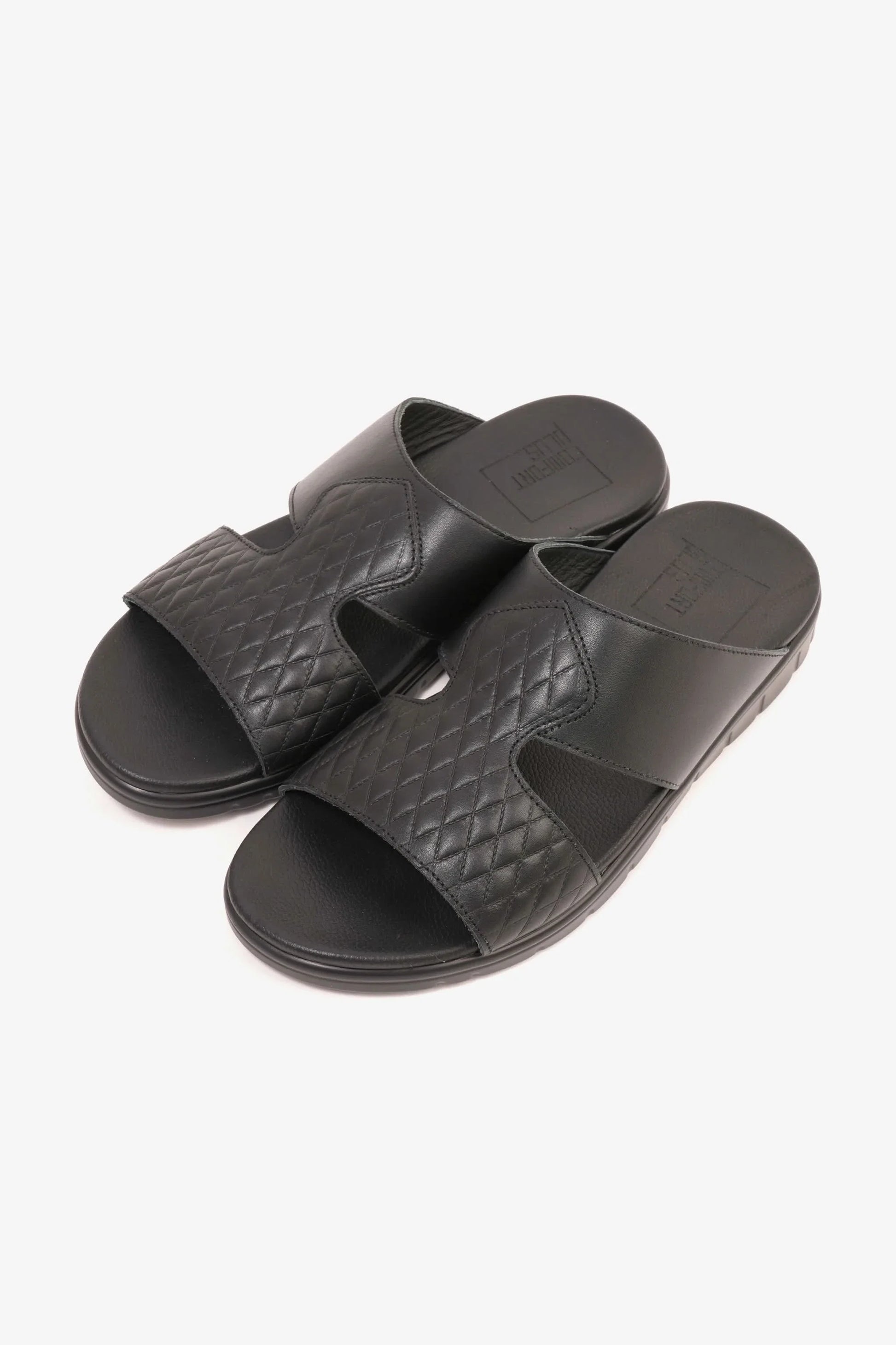 Comfort Plus Men's Quilted Leather Sandals Black MSDCP202
