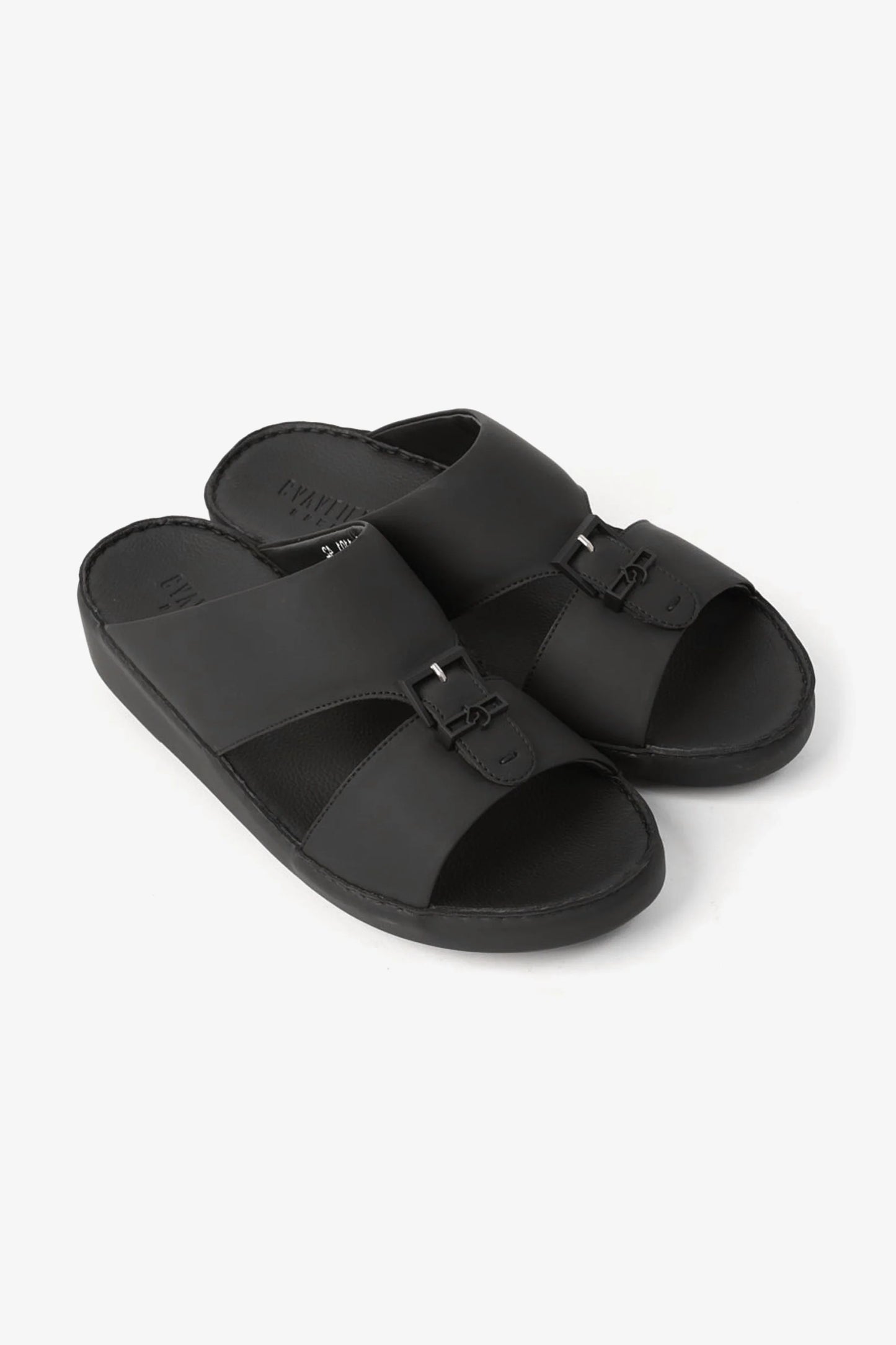 Cavalier Uomo Men's Embossed Leather Arabic Sandals Black MSDCV1101