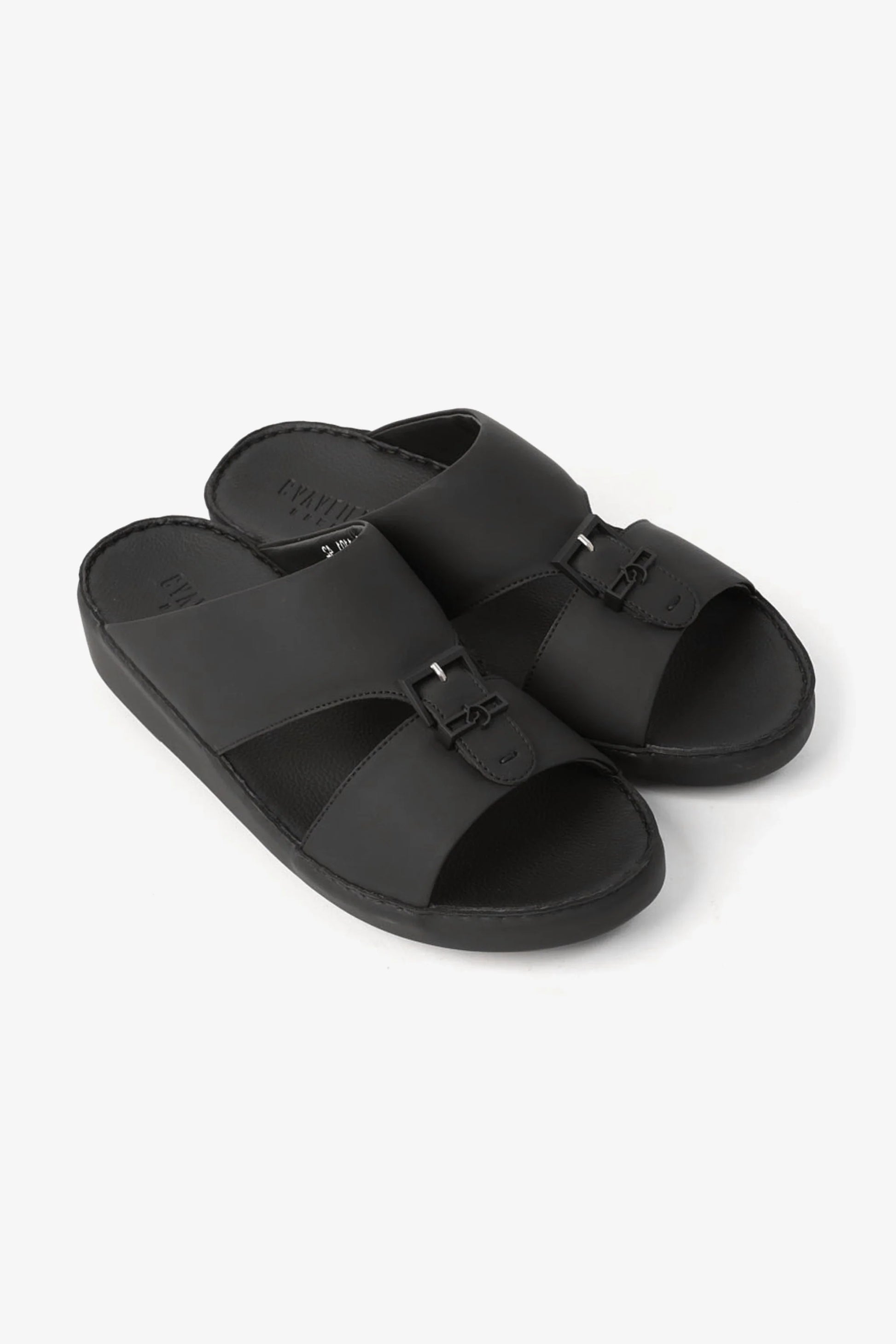 Cavalier Uomo Men's Embossed Leather Arabic Sandals Black MSDCV1101