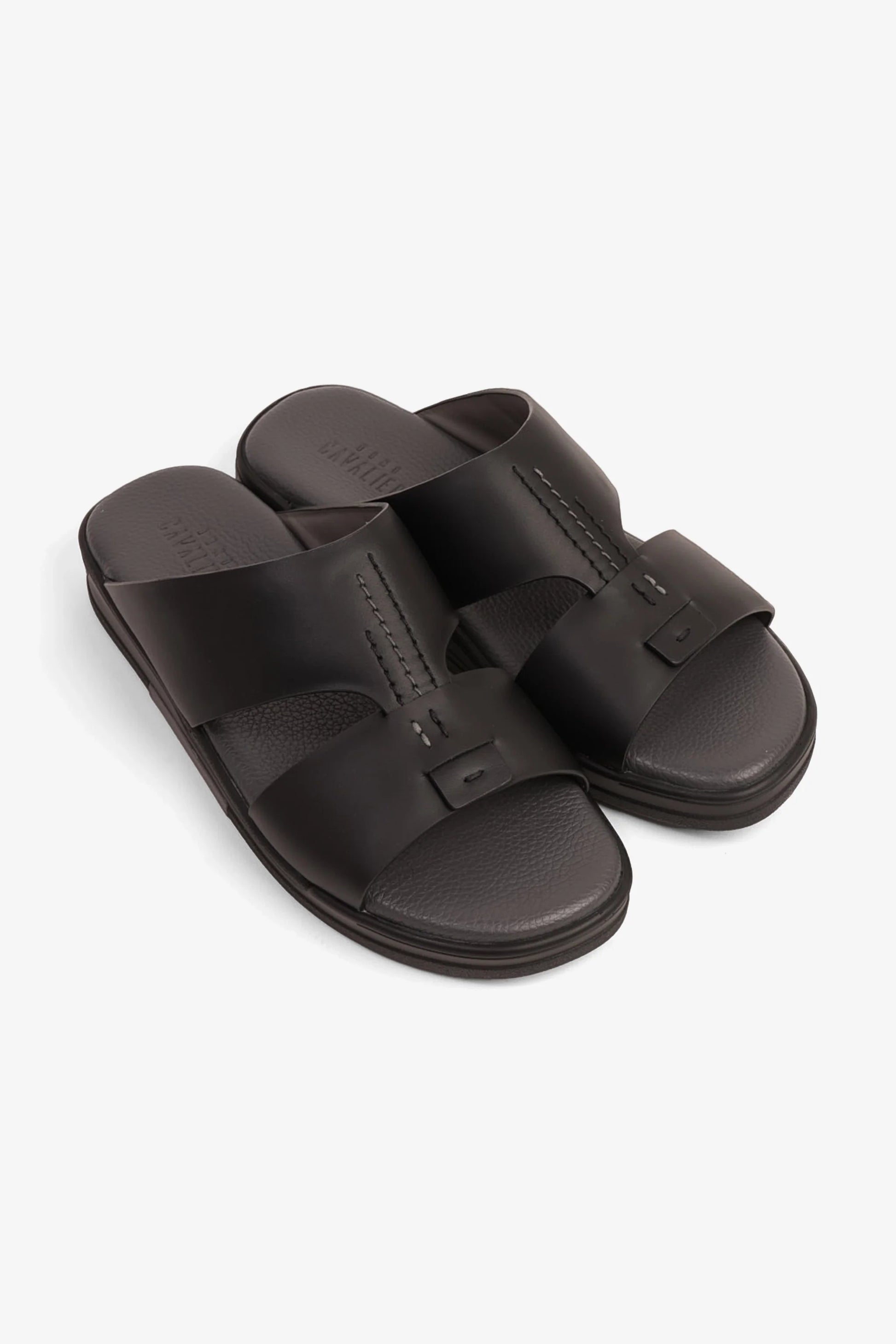 Cavalier Uomo Men's Leather Sandals Black MSDCVHAR331