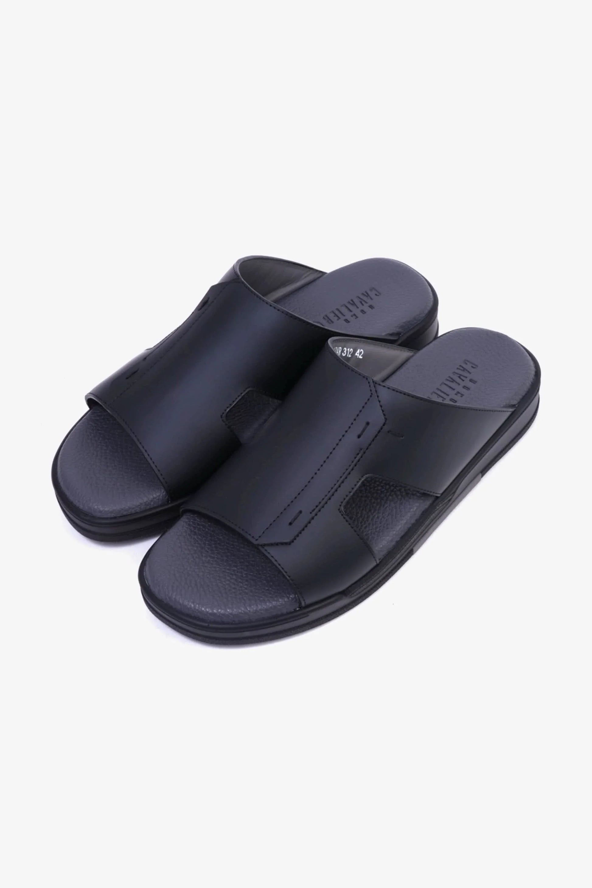 Cavalier Uomo Men's Leather Slide Sandals Black MSDCVHAR312