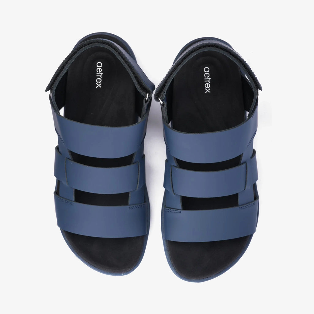 Aetrex White Gladiator Sandals Navy