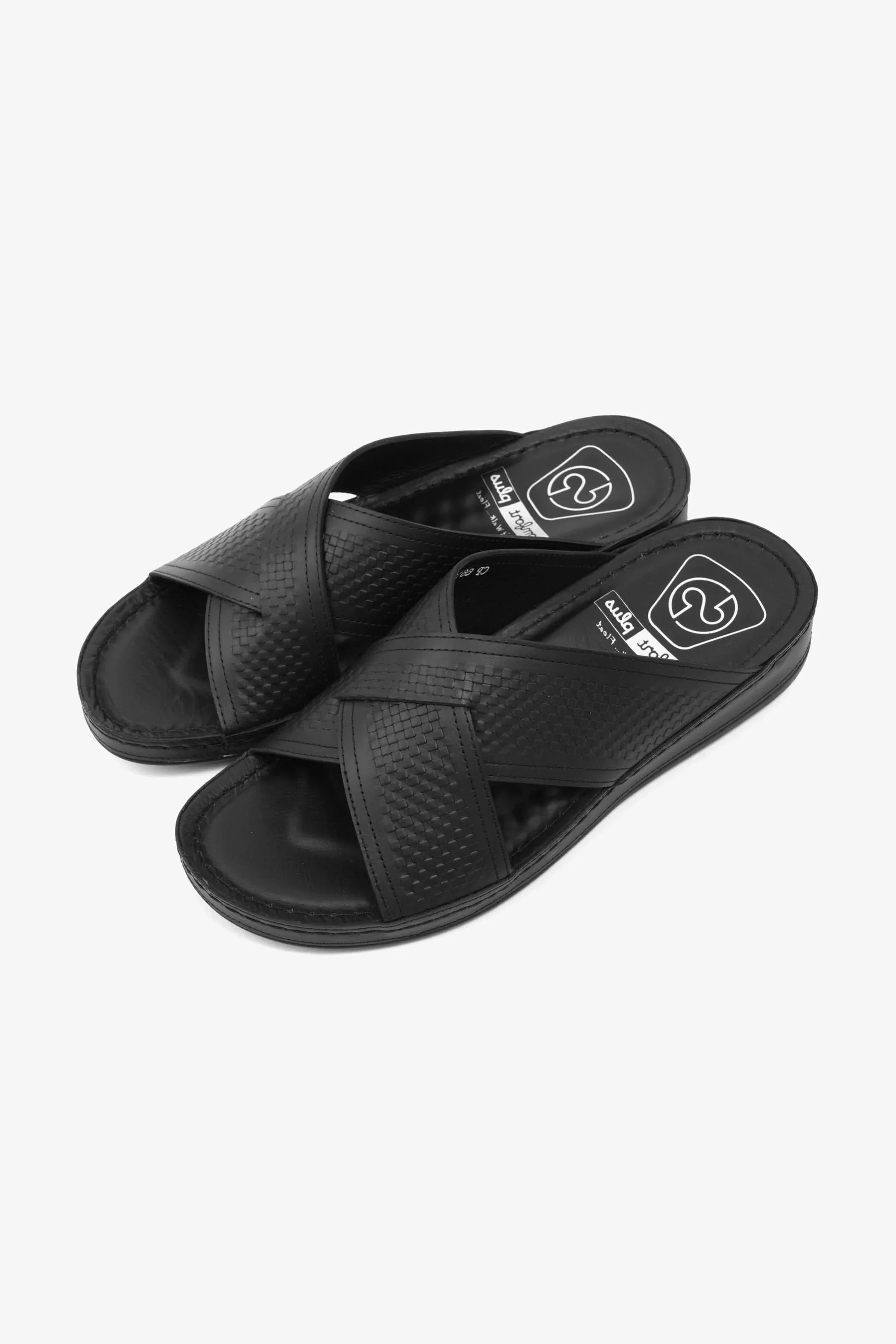 Comfort Plus Men's Silver Accent Leather Arabic Sandals Black MSDCP6611