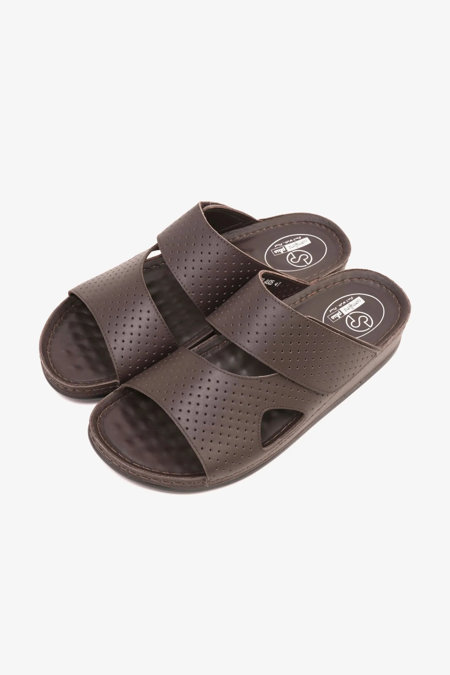 Comfort Plus Men's Textured Slip-On Arabic Sandals Brown MSDCP4005