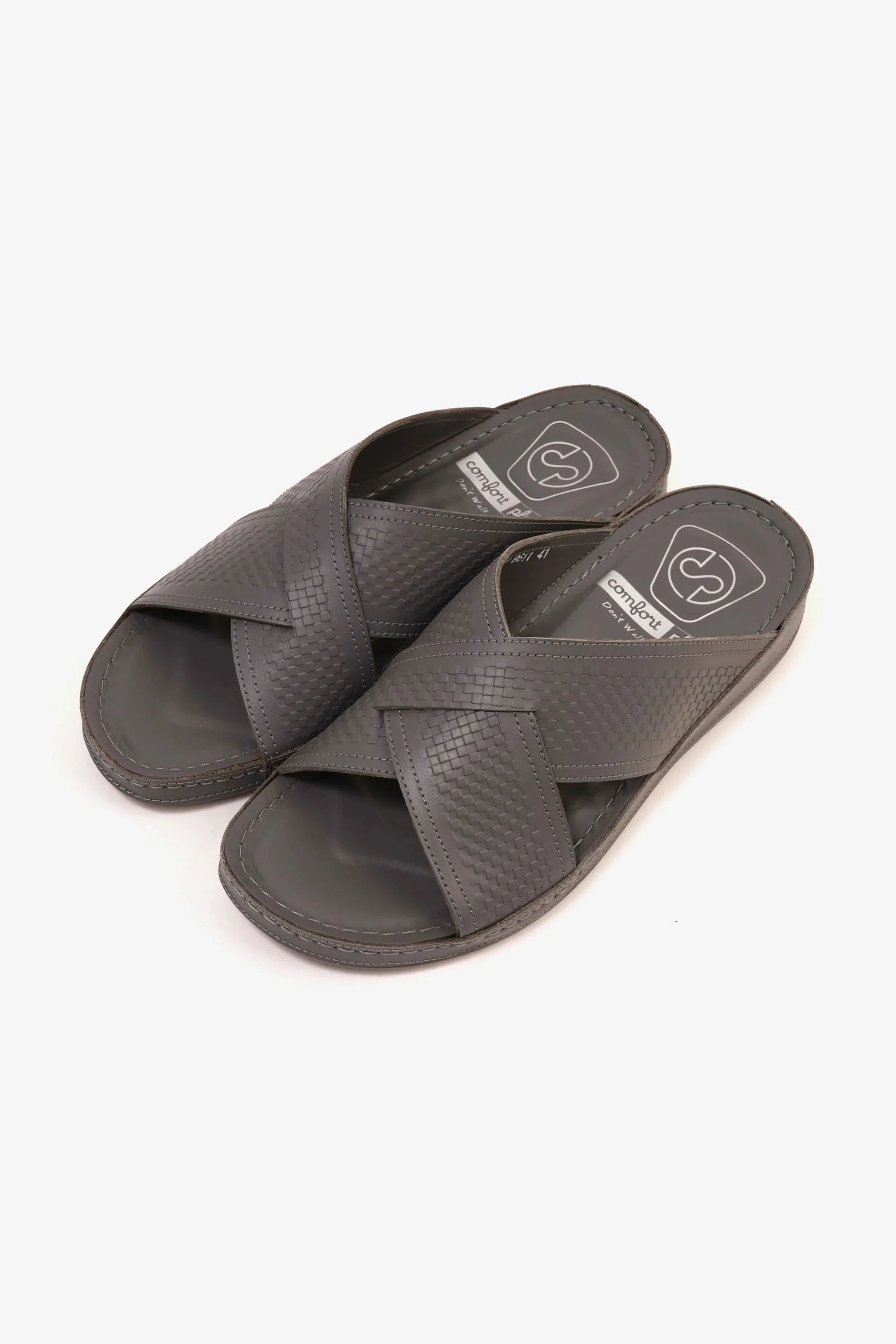 Comfort Plus Men's Silver Accent Arabic Sandals Dark Grey MSDCP6611