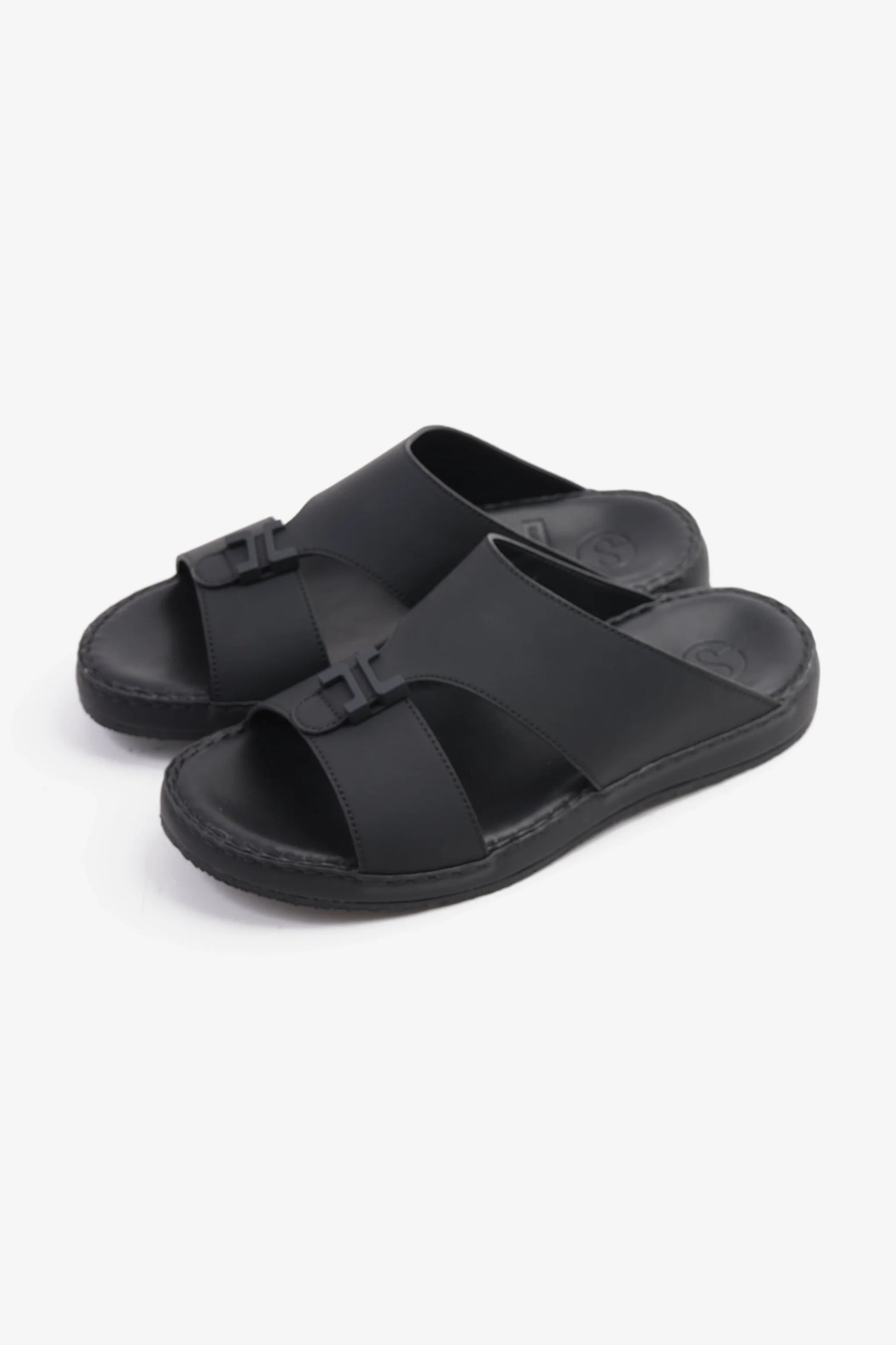 Comfort Plus Men's Matte Leather Stylish Trim Sandals Black MSDCP3002