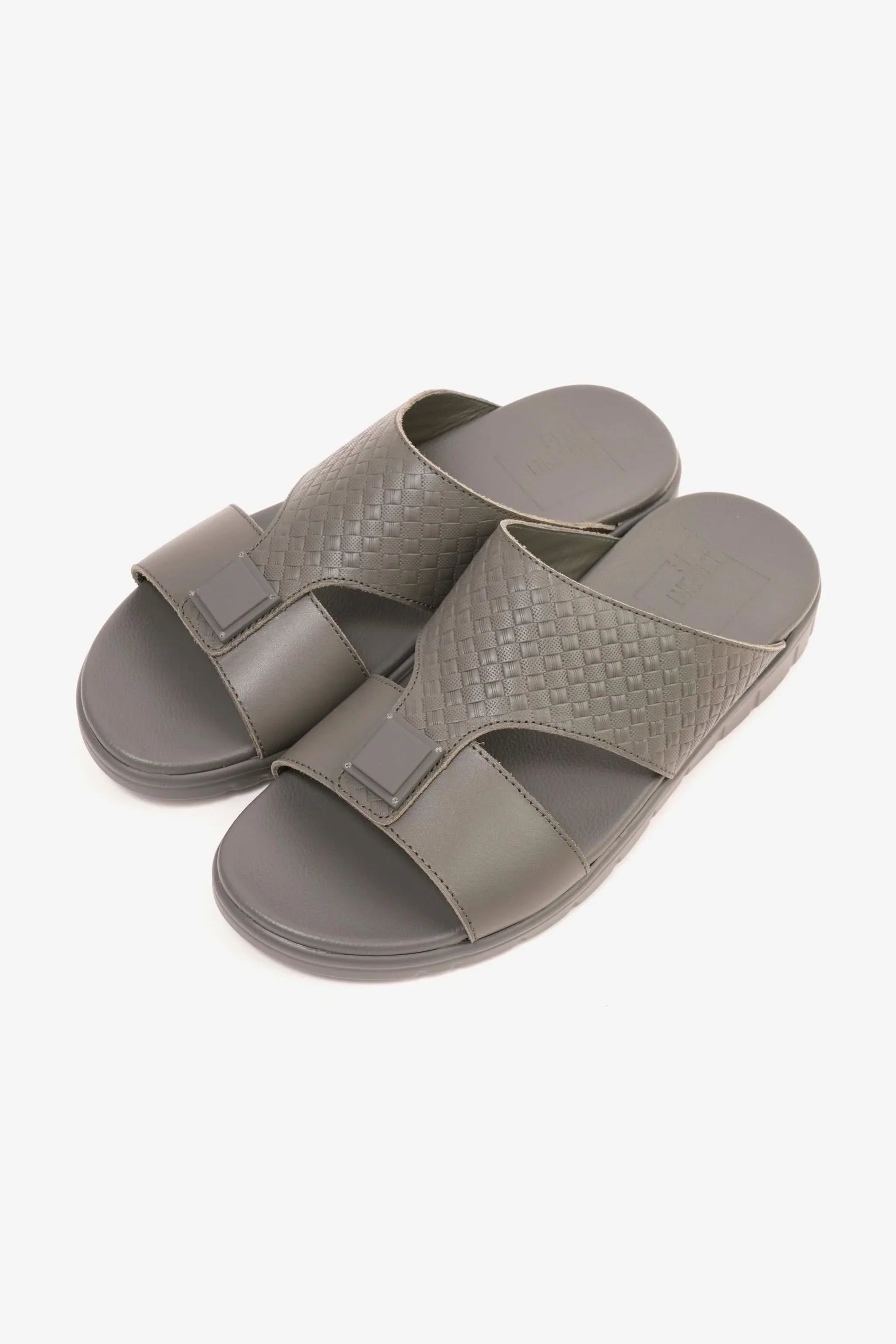 Comfort Plus Men's Embossed Leather Sandals Grey MSDCP201