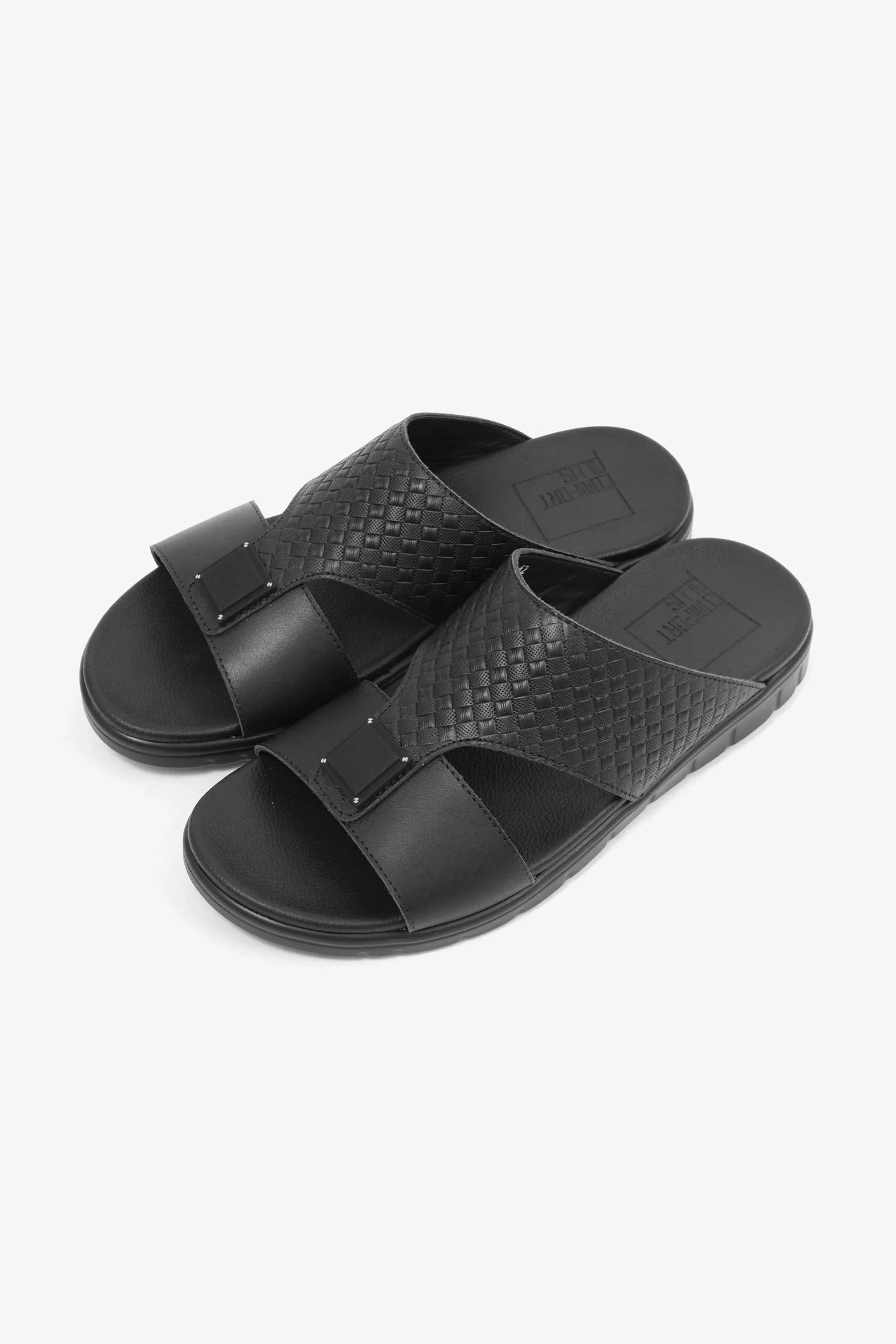 Comfort Plus Men's Embossed Leather Sandals Black MSDCP201