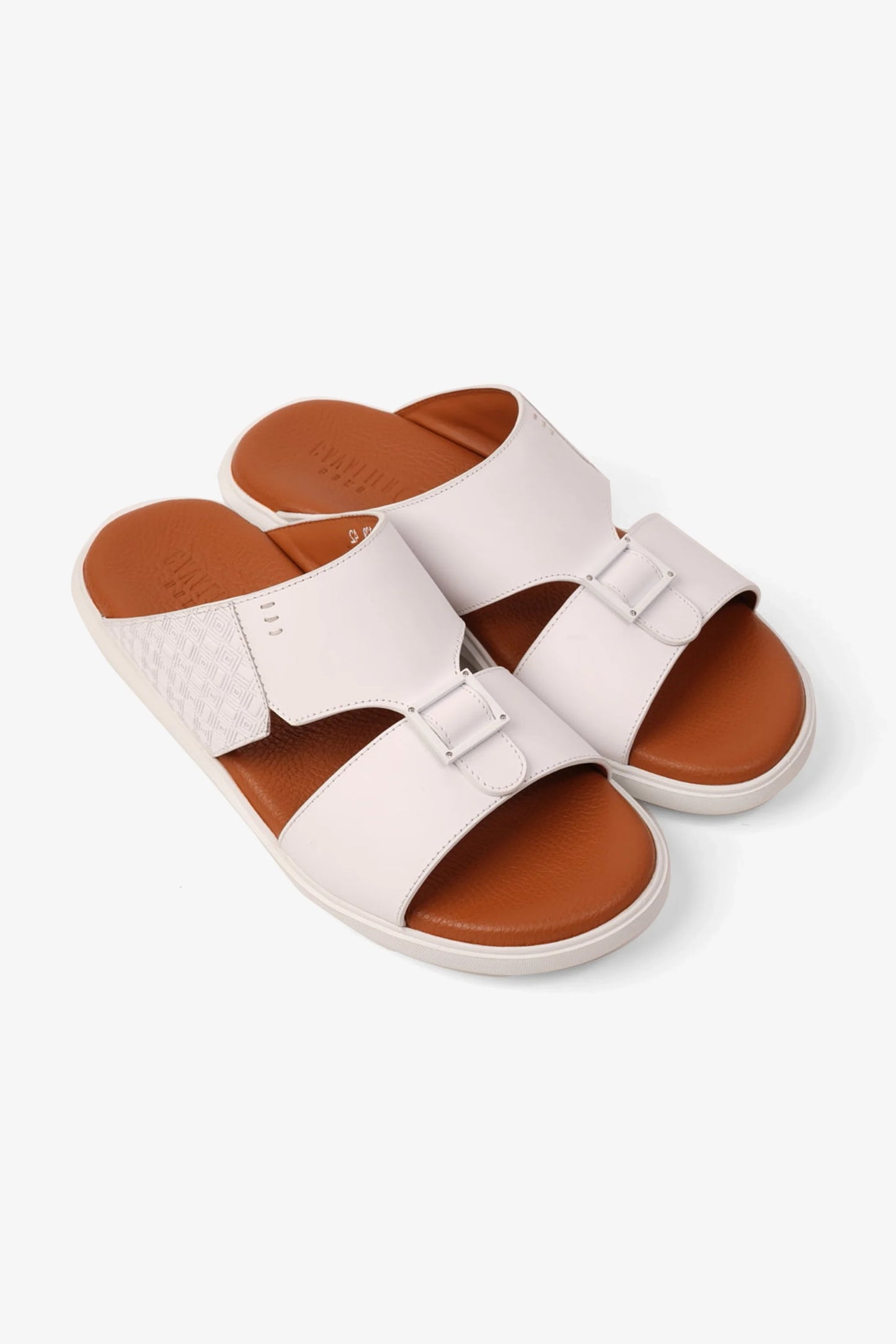 Cavalier Uomo Men's Textured Sole Arabic Sandals White MSDCVALP129