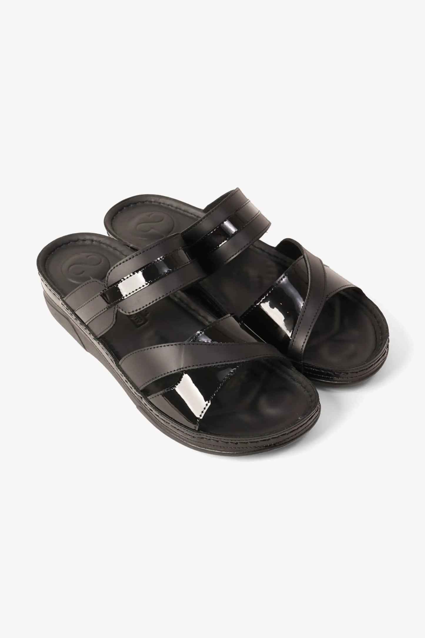 Comfort Plus Women's Ultra Soft Leather Slides Black LSDCP416