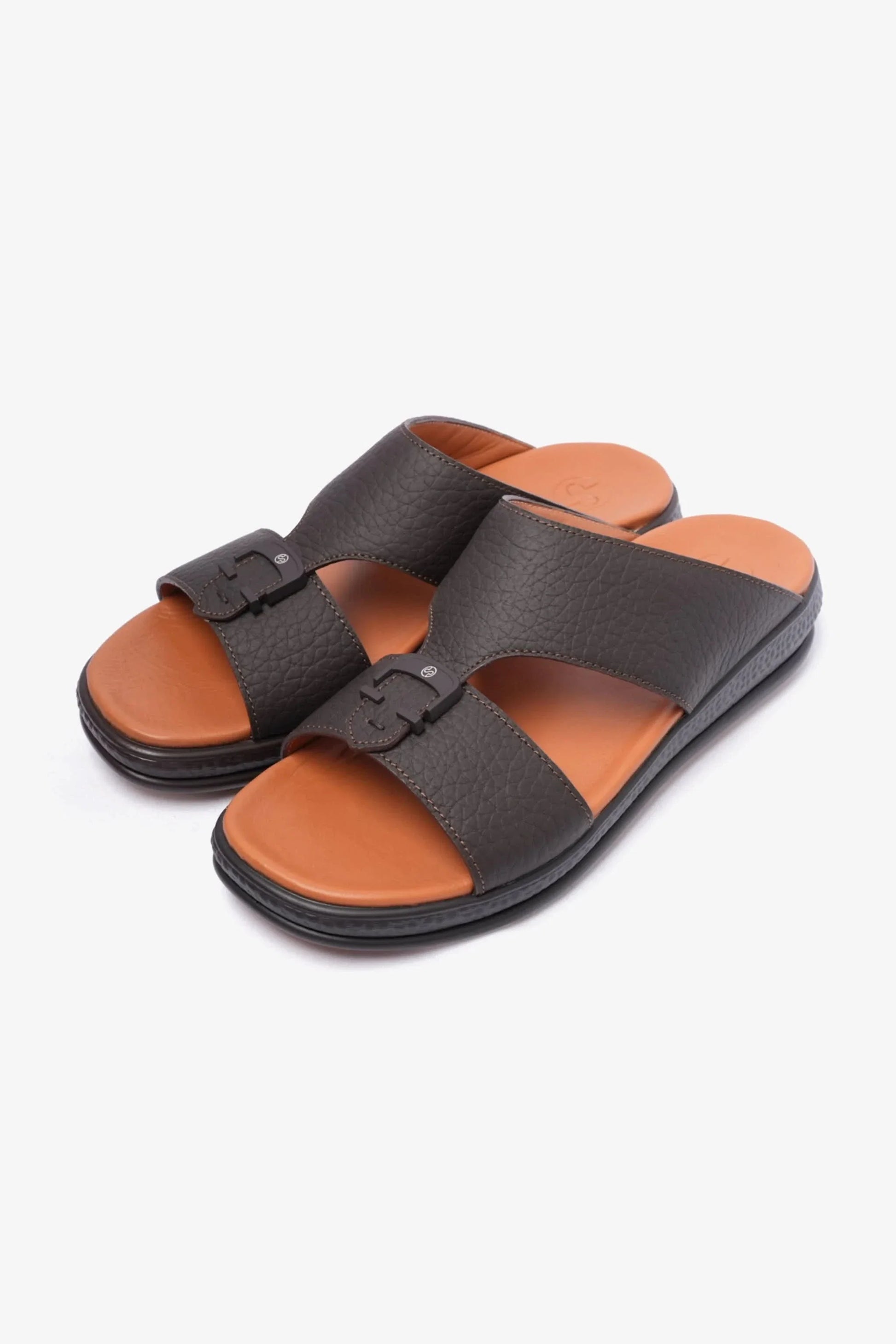 Comfort Plus Men's Stylish Trims Leather Sandals Black MSDCPD103